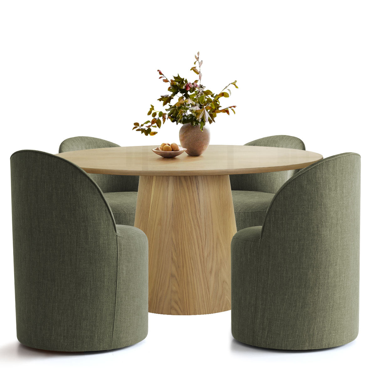 Orchid & Doris 52" Round Natural Dining Table Set for 4 (5-Piece)