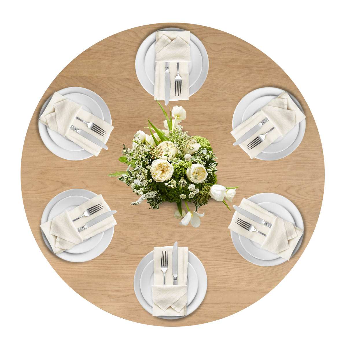 Orchid 52" Solid Oak Wood Round Pedestal Dining Table