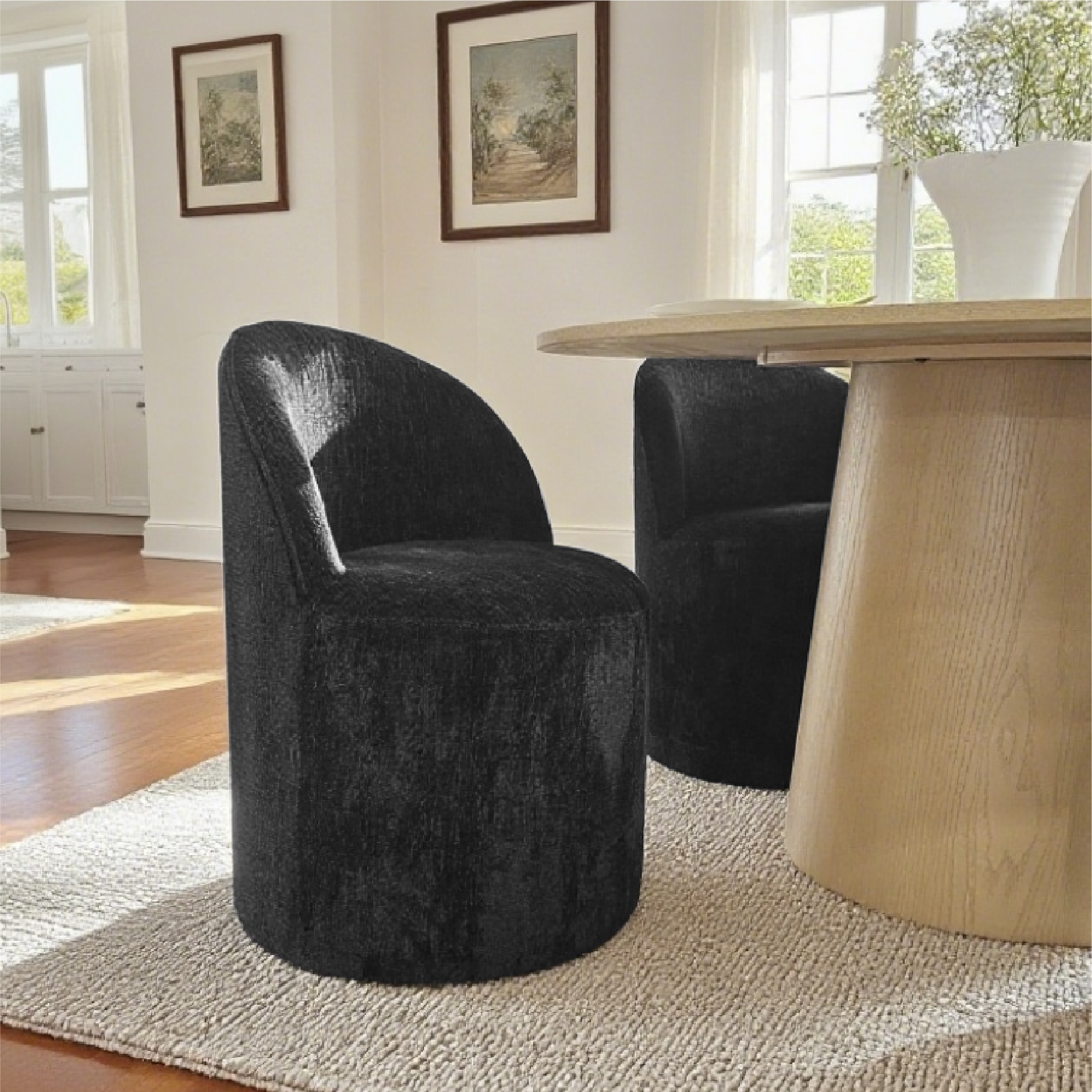 Doris Rolling Upholstered Dining Chair With Castors (Set of 6)