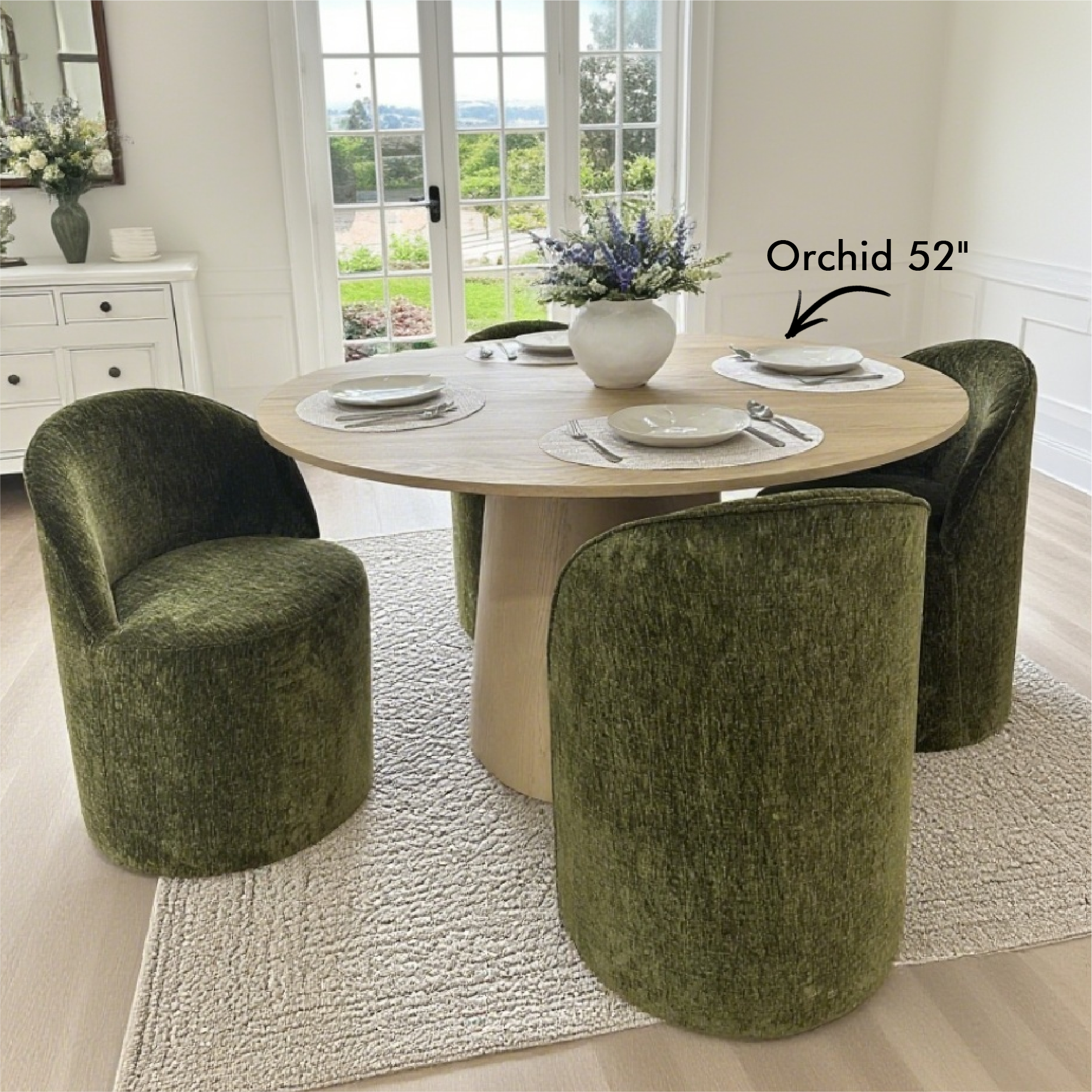 Doris Rolling Upholstered Dining Chair With Castors (1-Piece)