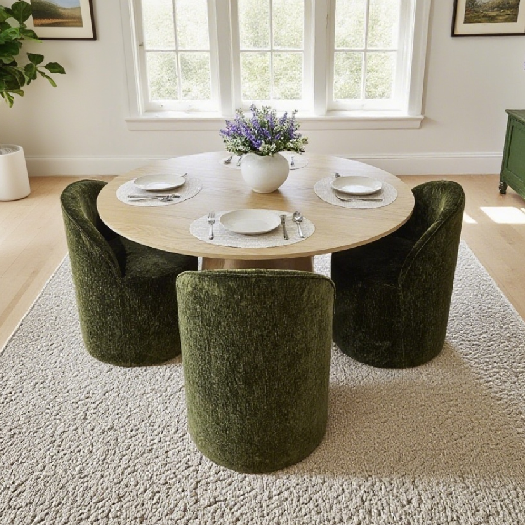 Doris Rolling Upholstered Dining Chair With Castors (Set of 4)