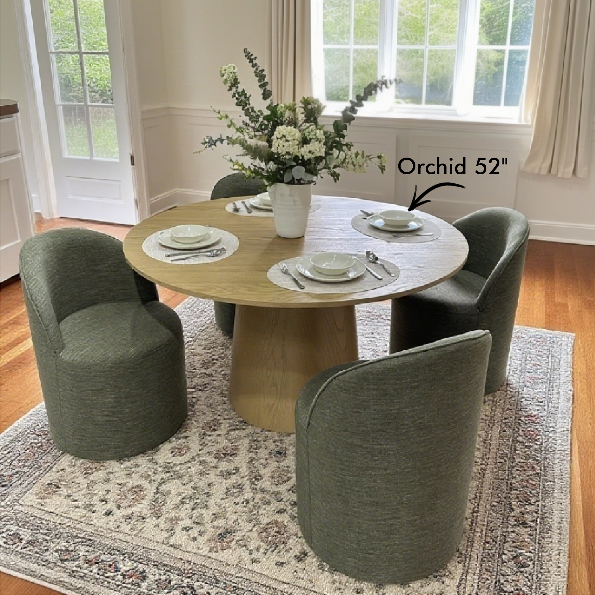 Doris Rolling Upholstered Dining Chair With Castors (Set of 6)