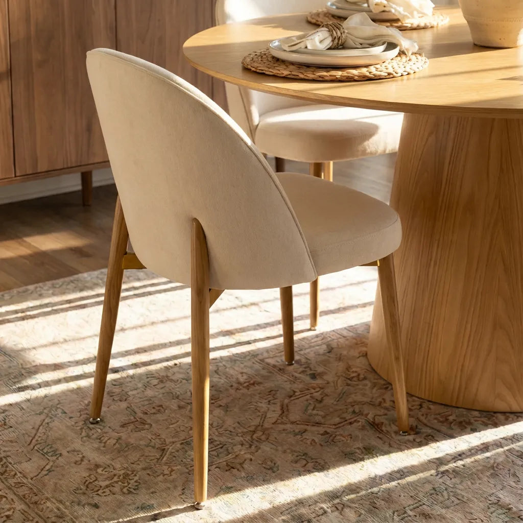 Orchid & Goteborg 52" Round Solid Oak Dining Table Set for 4 (5-Piece)