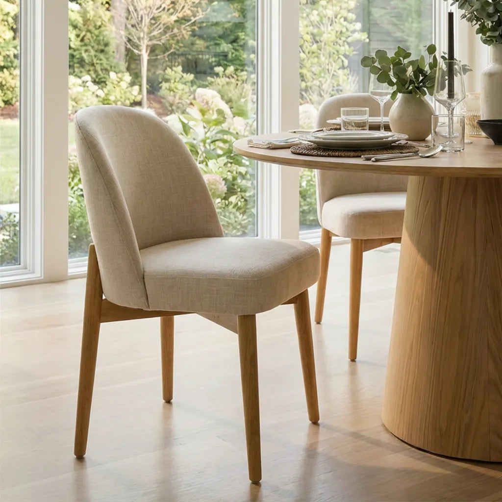 Orchid & Havana 52" Round Solid Oak Dining Table Set for 4 (5-Piece)