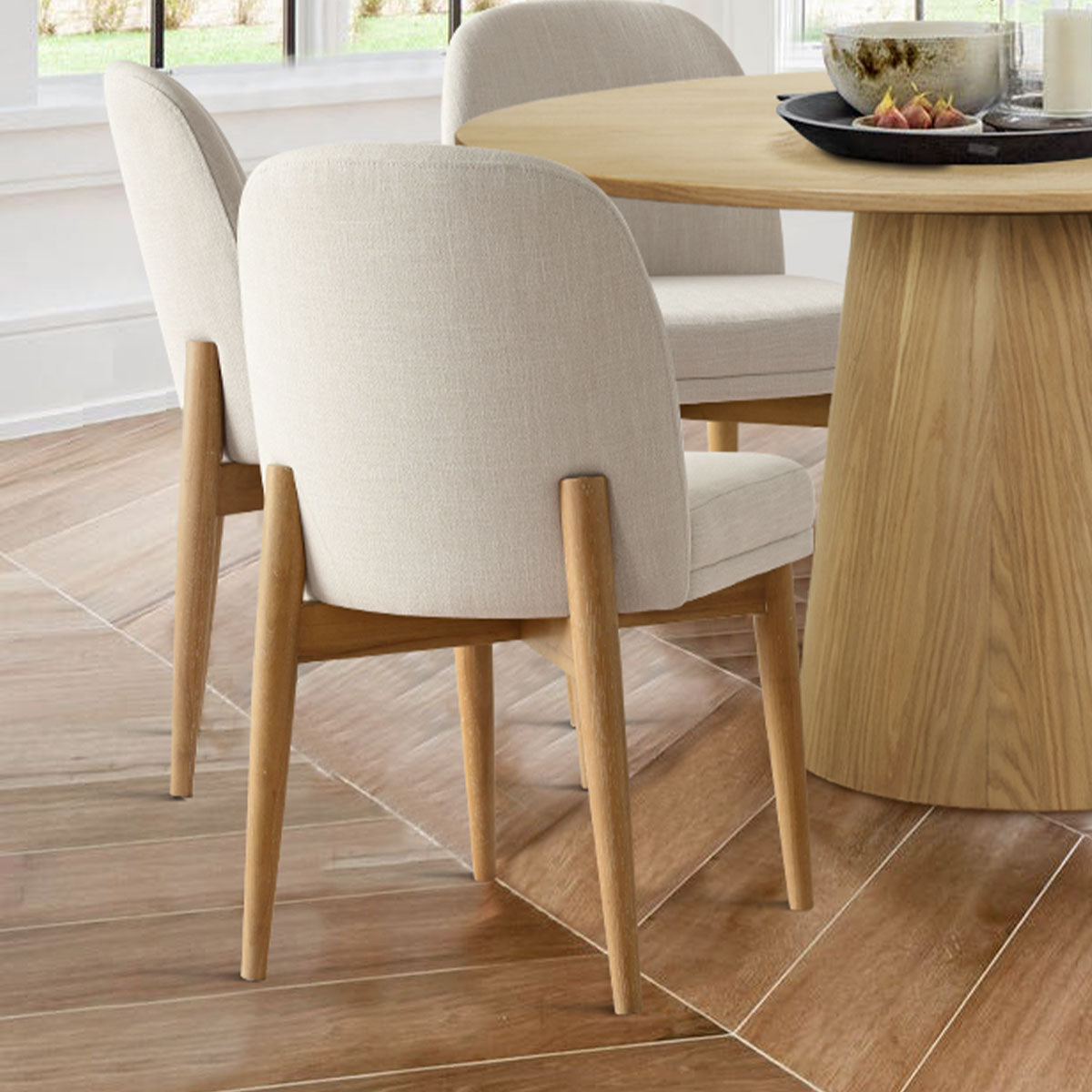 Orchid & Havana 60" Round Natural Dining Table Set for 6 (7-Piece)