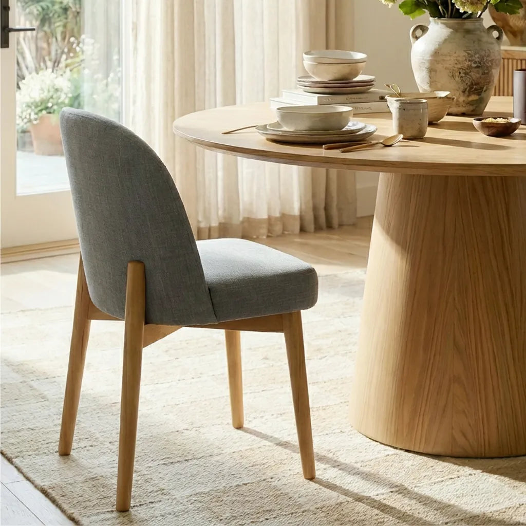 Orchid & Havana 52" Round Solid Oak Dining Table Set for 4 (5-Piece)