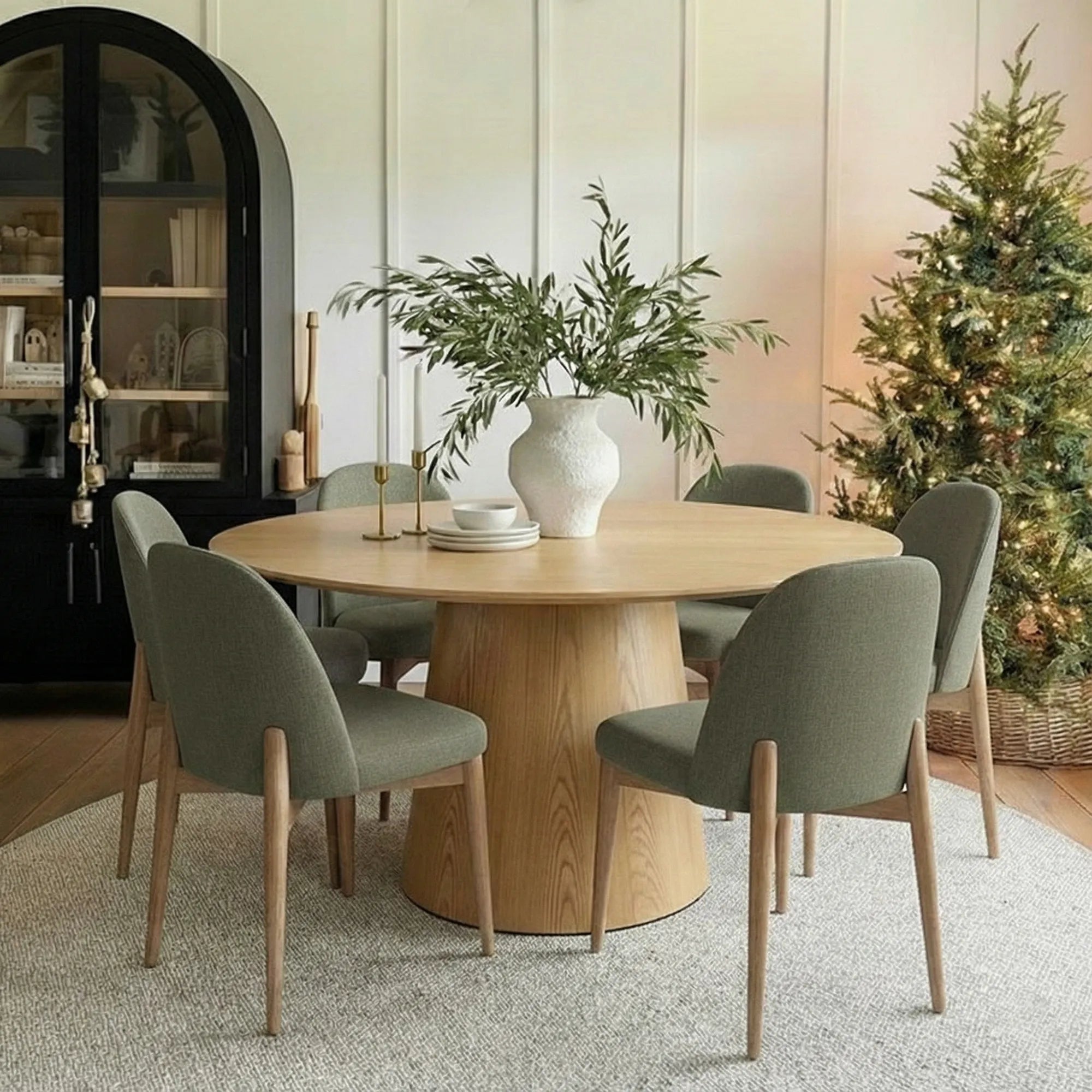 Orchid & Havana 60" Round Natural Dining Table Set for 6 (7-Piece)