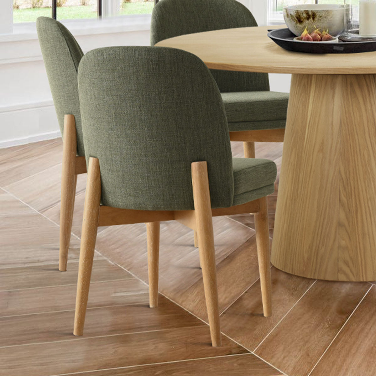 Orchid & Havana 60" Round Natural Dining Table Set for 6 (7-Piece)