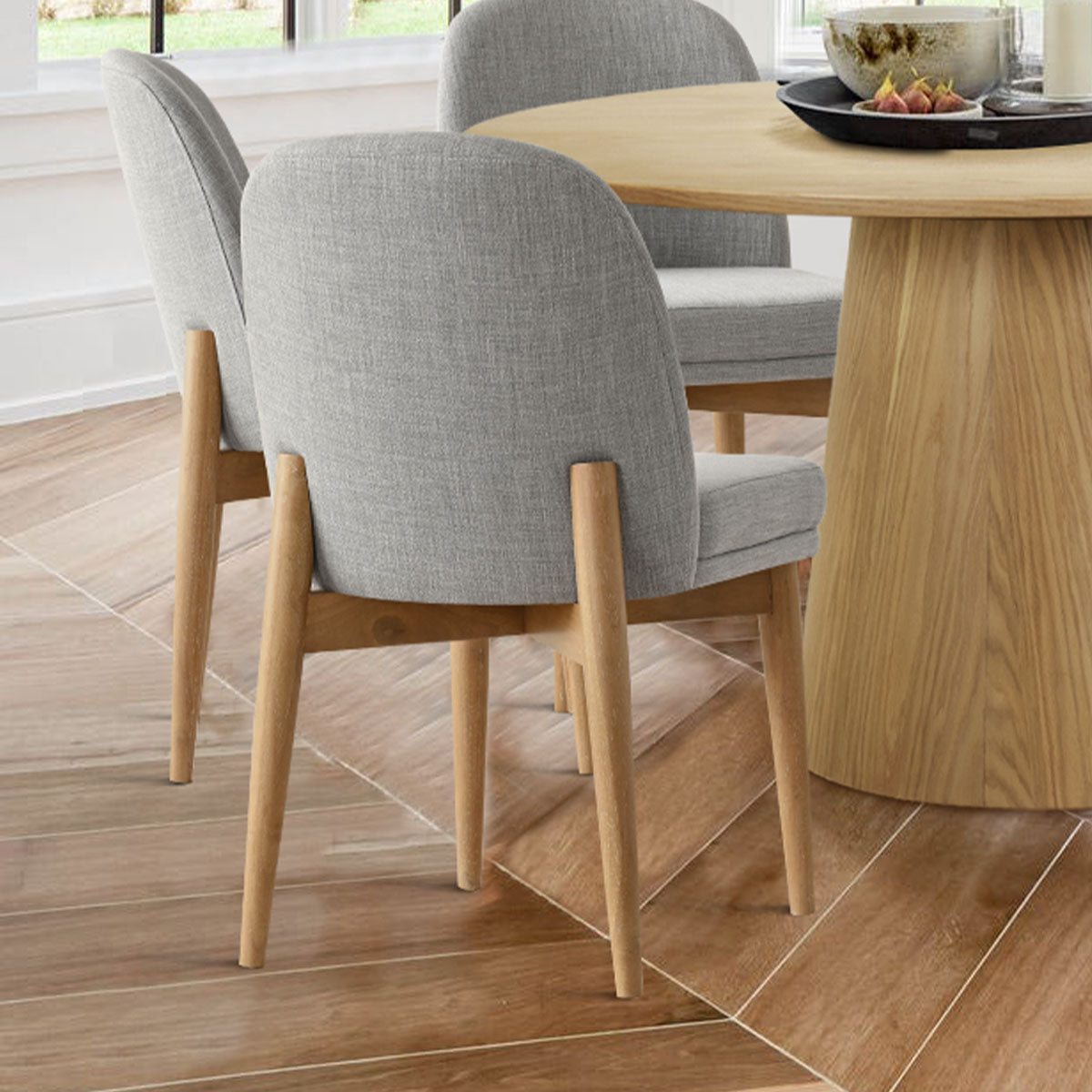 Orchid & Havana 60" Round Natural Dining Table Set for 6 (7-Piece)