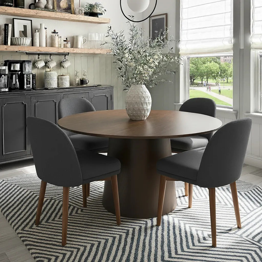 Orchid & Athena 52" Round Solid Oak Dining Table Set for 4 (5-Piece)