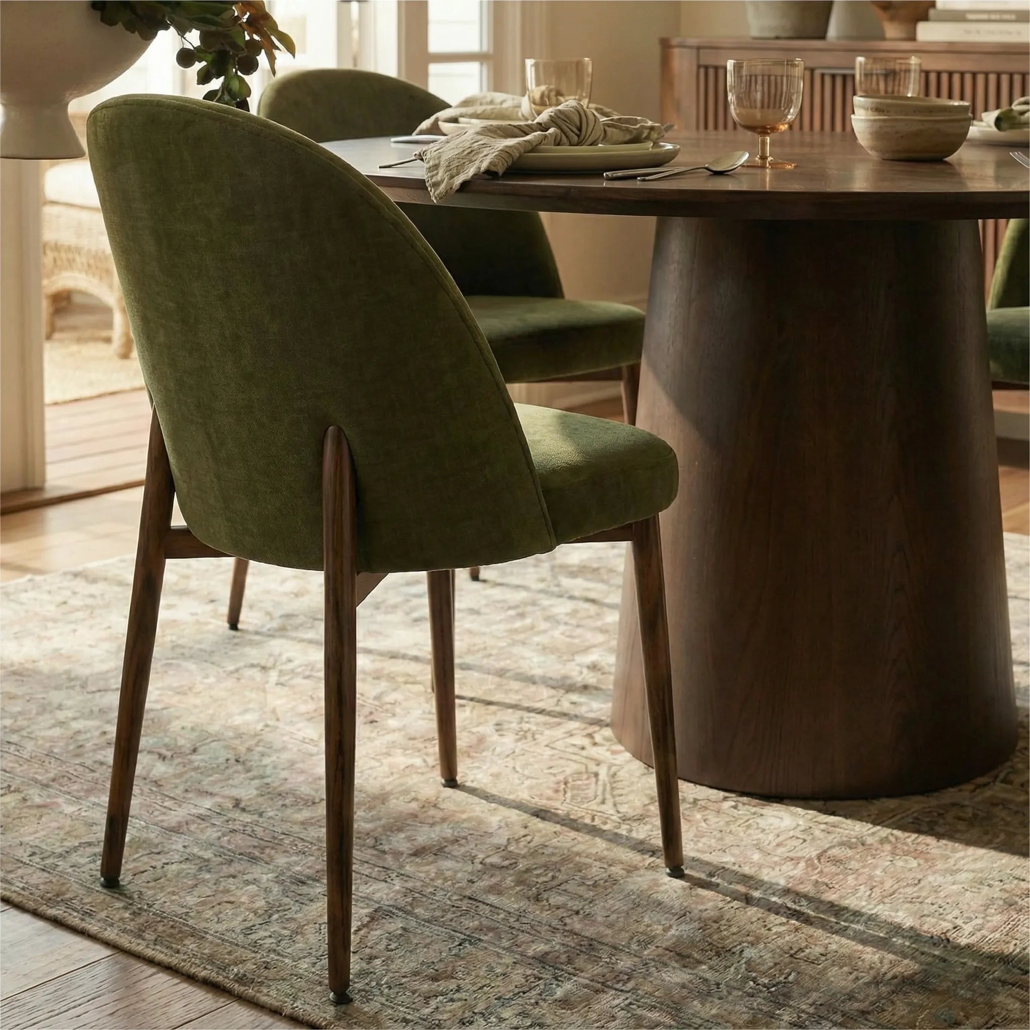 Orchid & Goteborg 52" Round Solid Oak Dining Table Set for 4 (5-Piece)