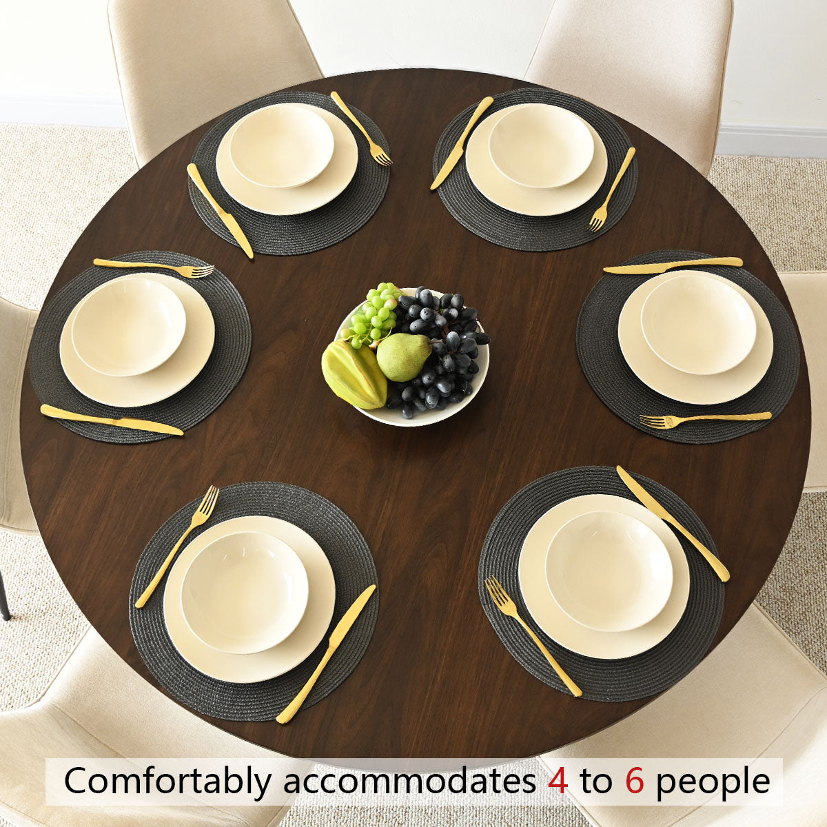 Orchid 52" Solid Oak Wood Round Pedestal Dining Table