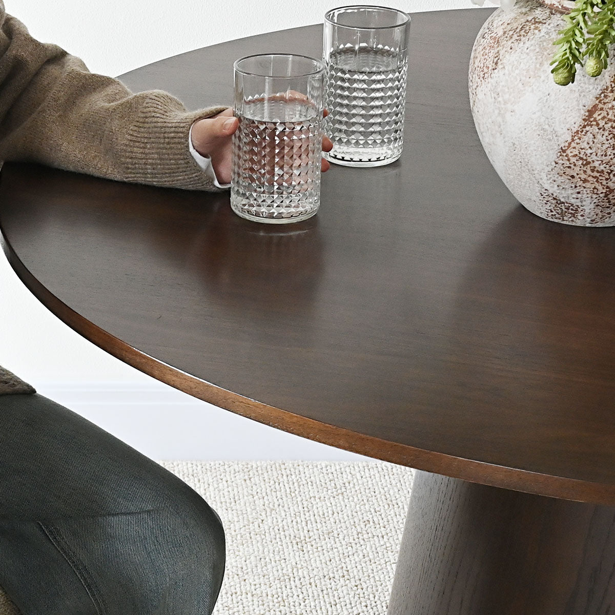 Orchid 52" Solid Oak Wood Round Pedestal Dining Table