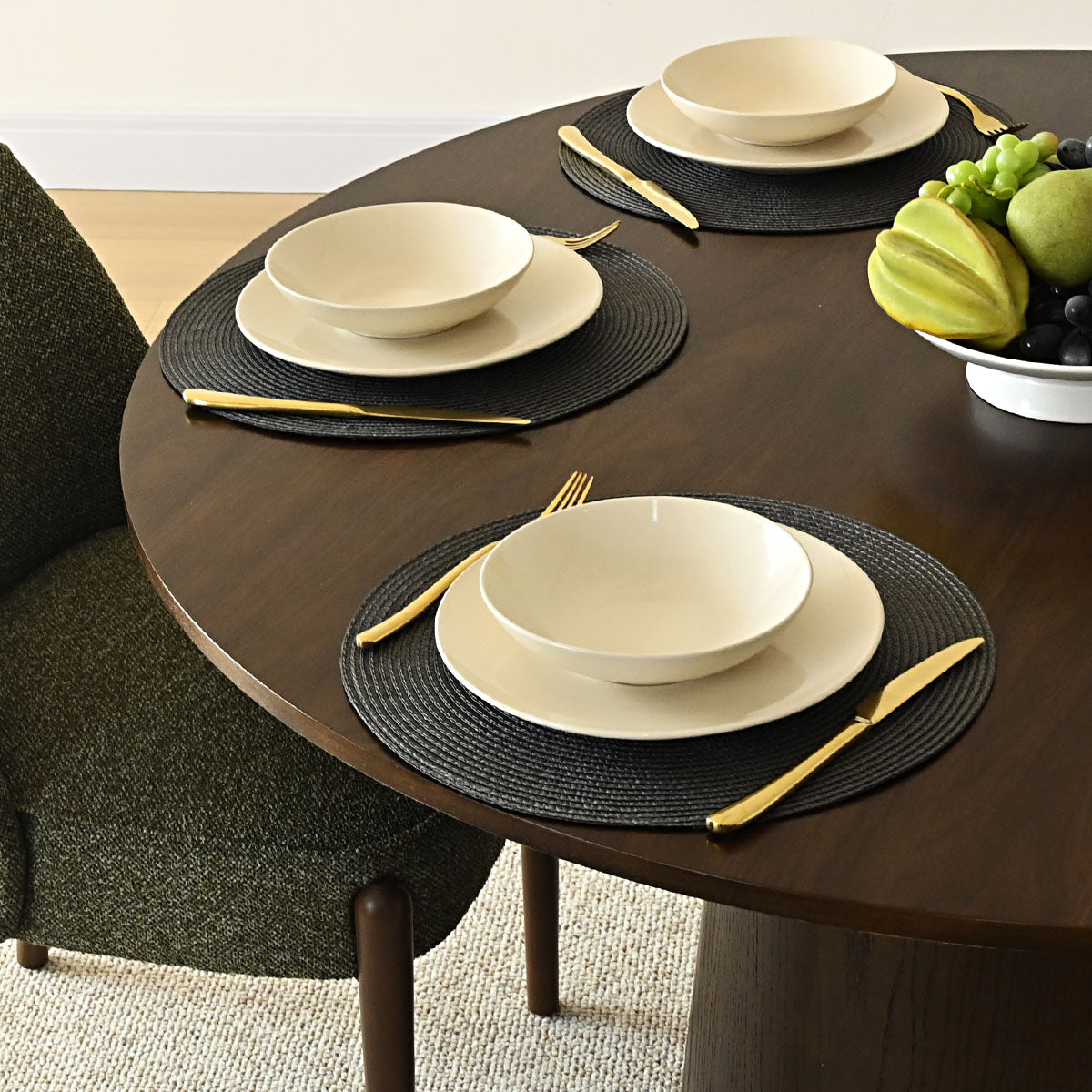 Orchid 52" Solid Oak Wood Round Pedestal Dining Table