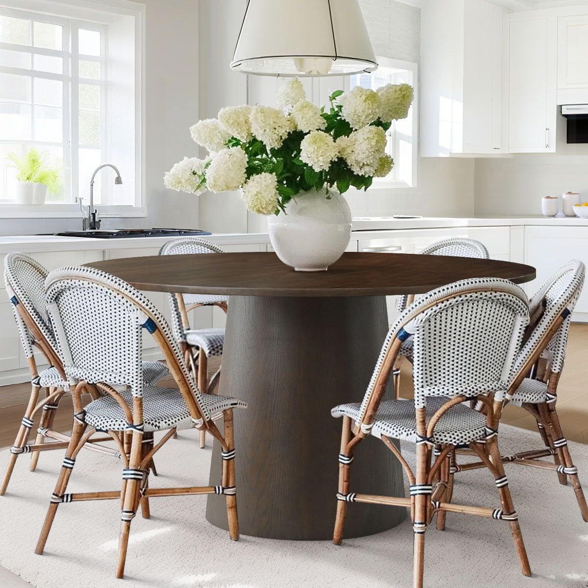 Orchid 52" Solid Oak Wood Round Pedestal Dining Table