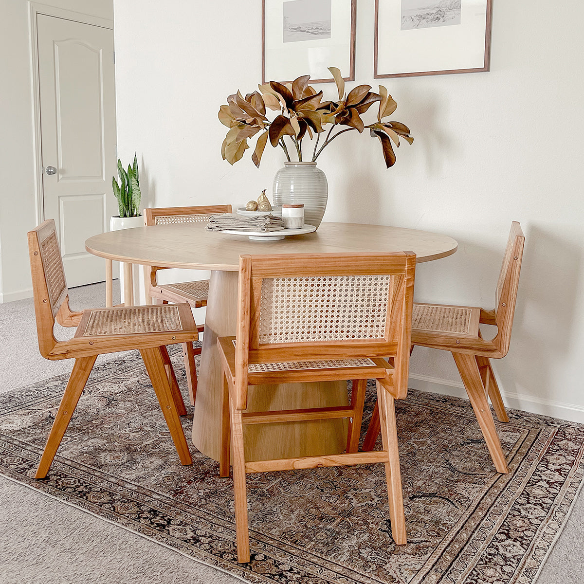Orchid 52" Solid Oak Wood Round Pedestal Dining Table