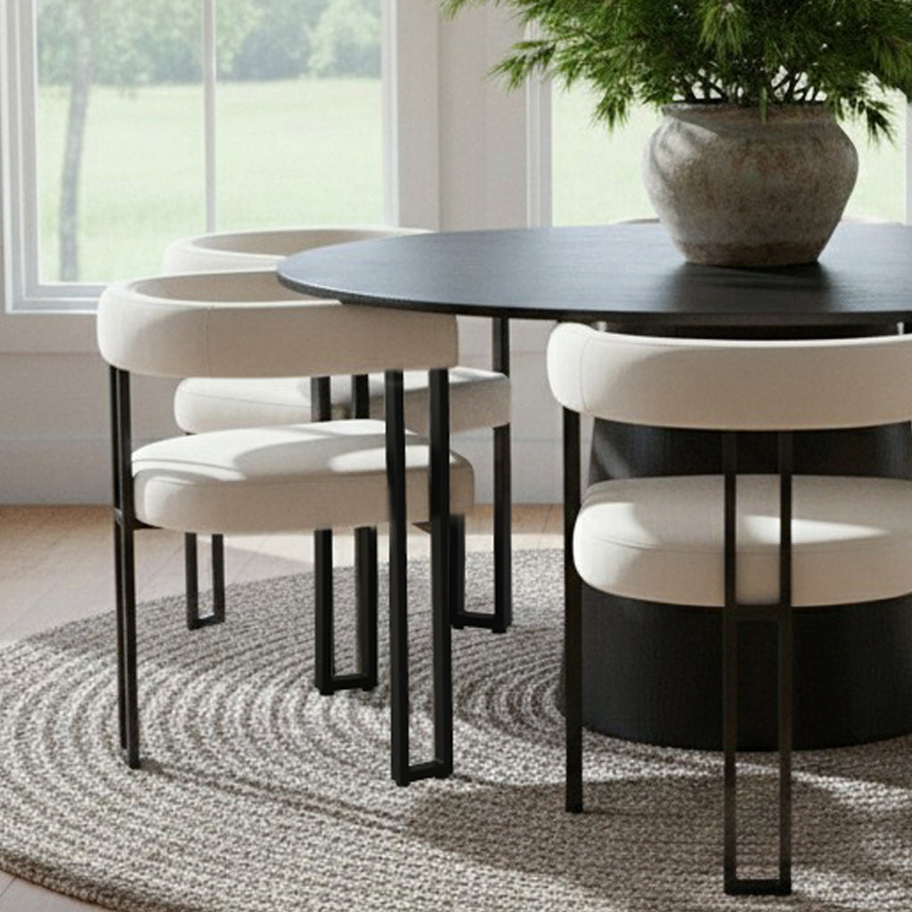 Orchid & Mia 60" Round Velvet Dining Table Set for 6 (7-Piece)