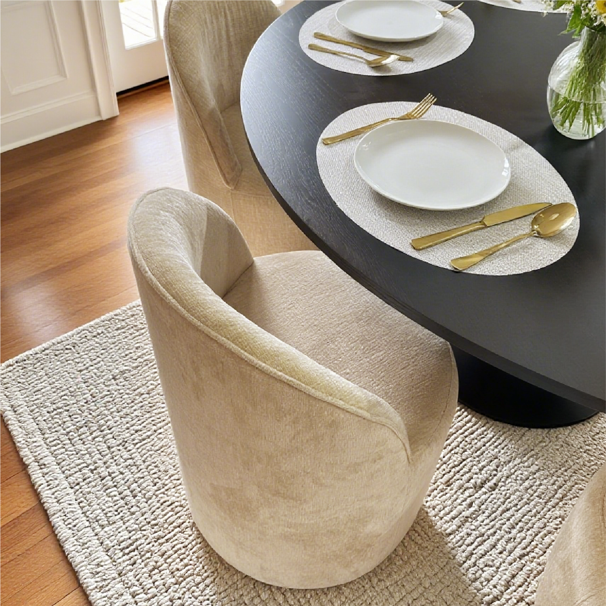 Orchid & Doris 60" Round Black Dining Table Set for 6 (7-Piece)