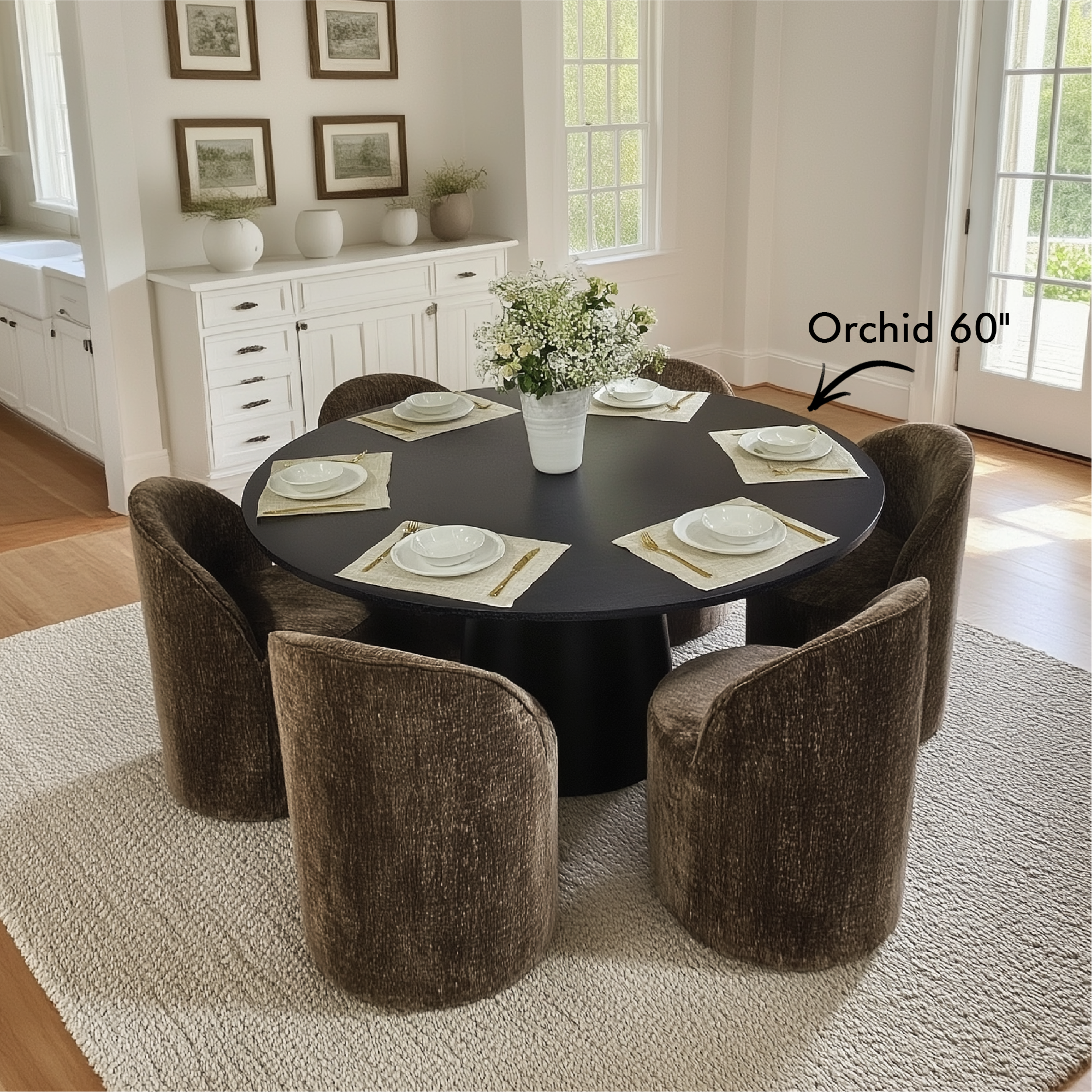Doris Rolling Upholstered Dining Chair With Castors (Set of 6)