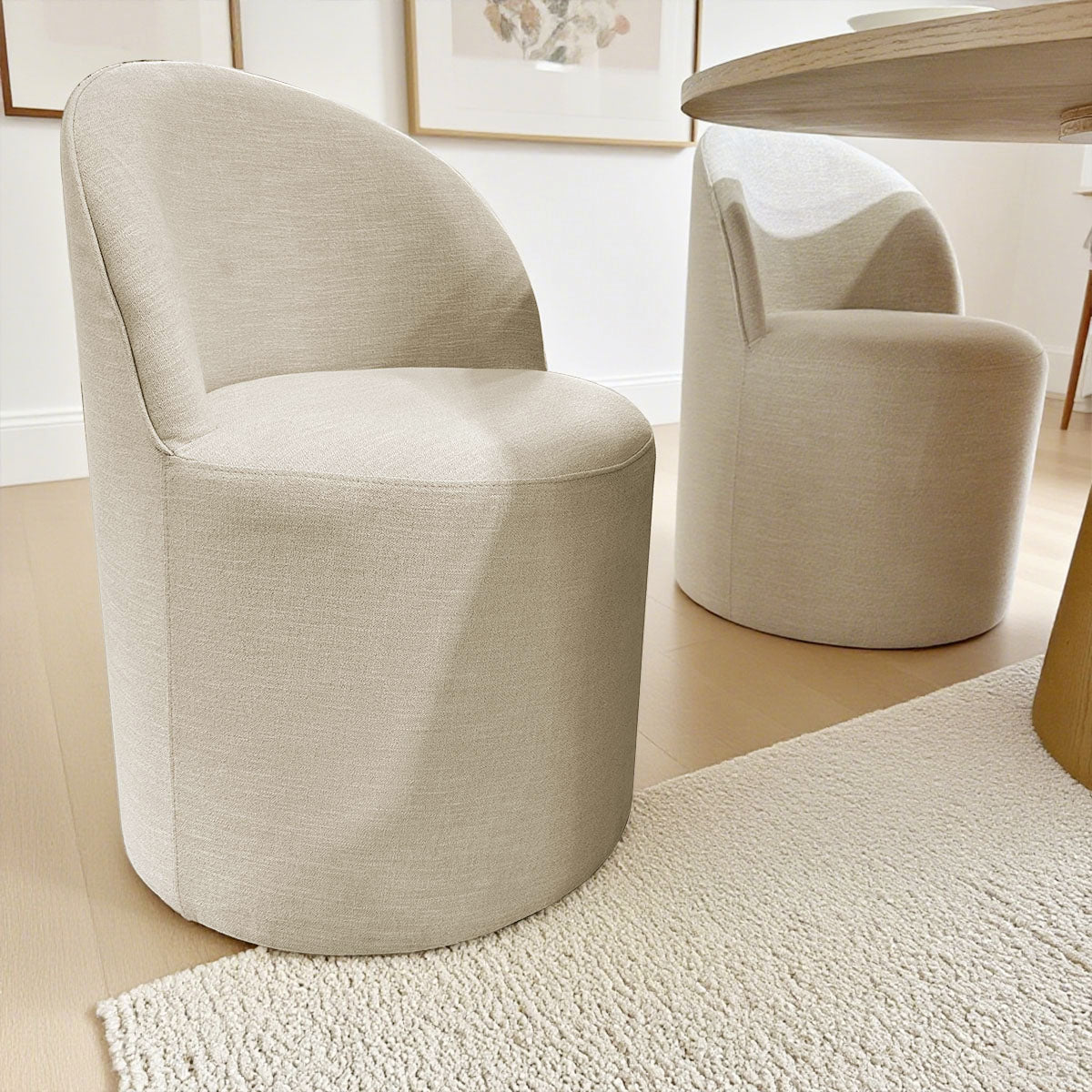 Orchid & Doris 60" Round Natural Dining Table Set for 6 (7-Piece)