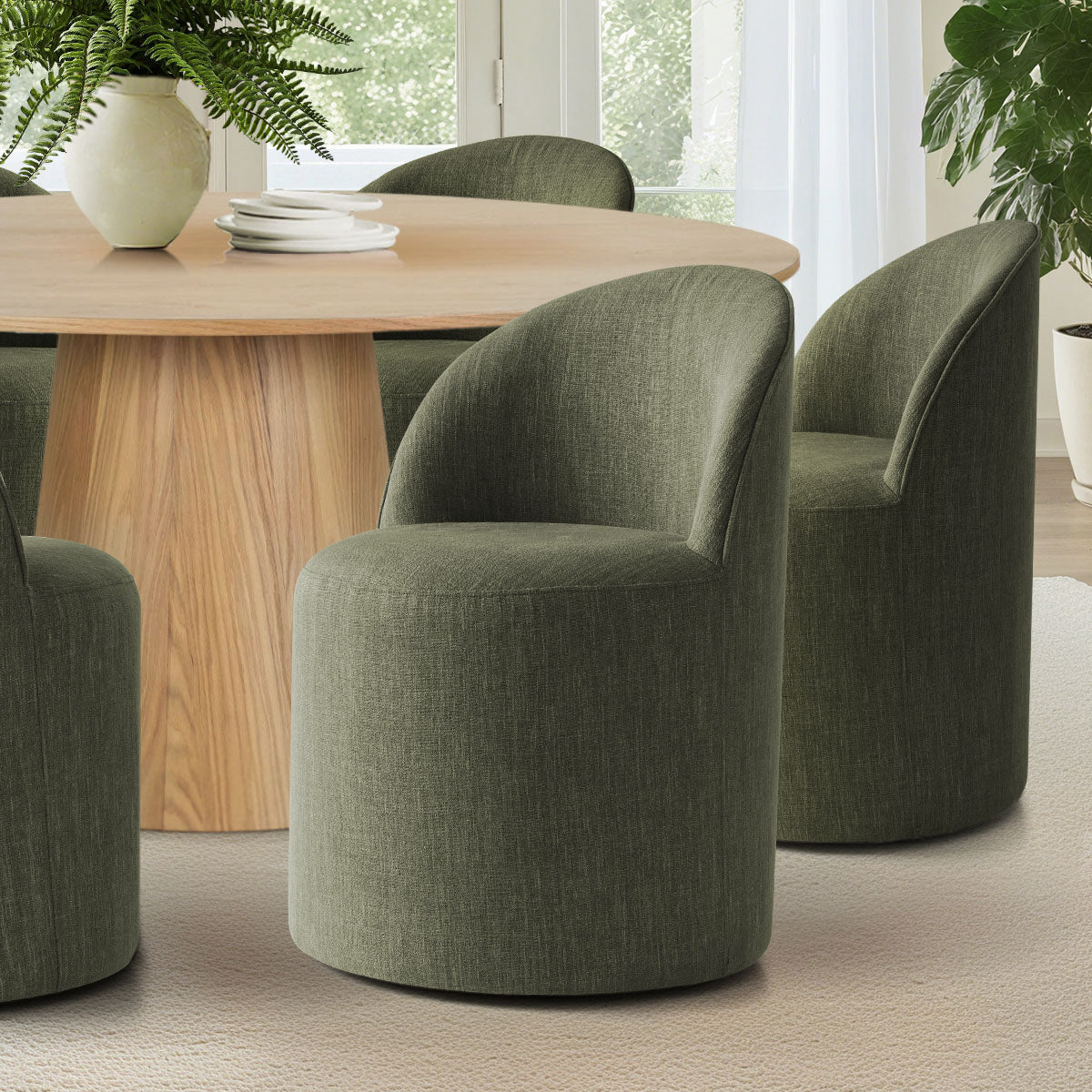 Orchid & Doris 60" Round Natural Dining Table Set for 6 (7-Piece)