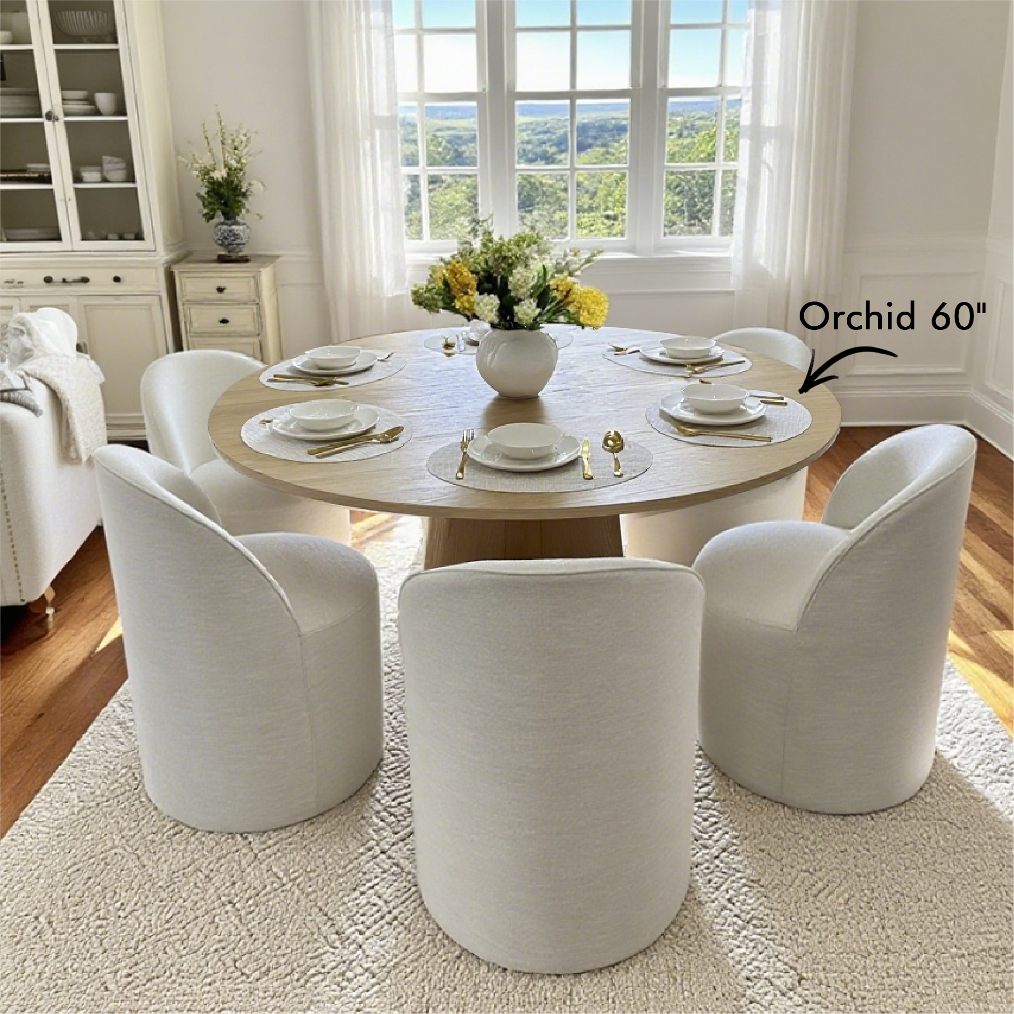 Doris Rolling Upholstered Dining Chair With Castors (1-Piece)