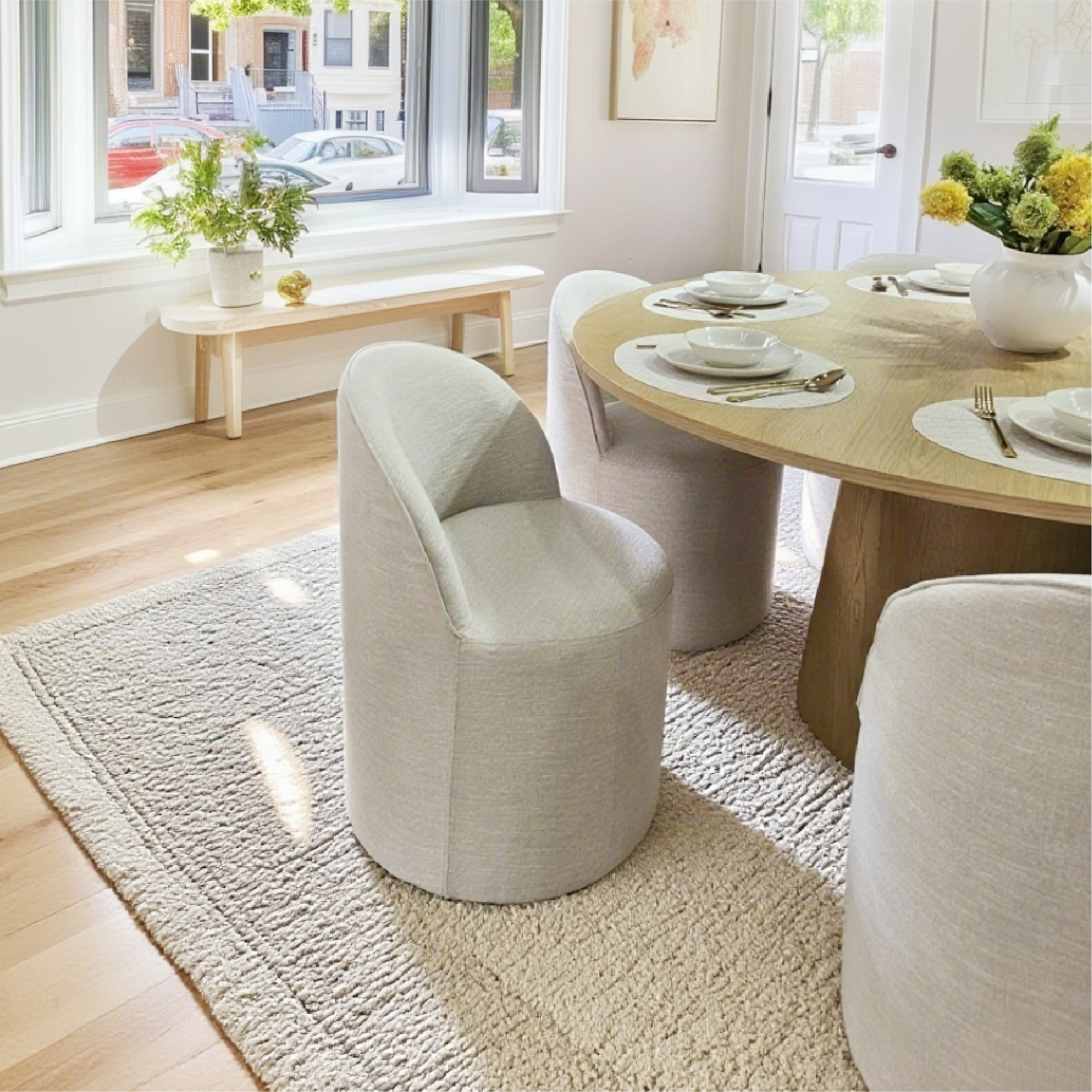 Orchid & Doris 60" Round Natural Dining Table Set for 6 (7-Piece)