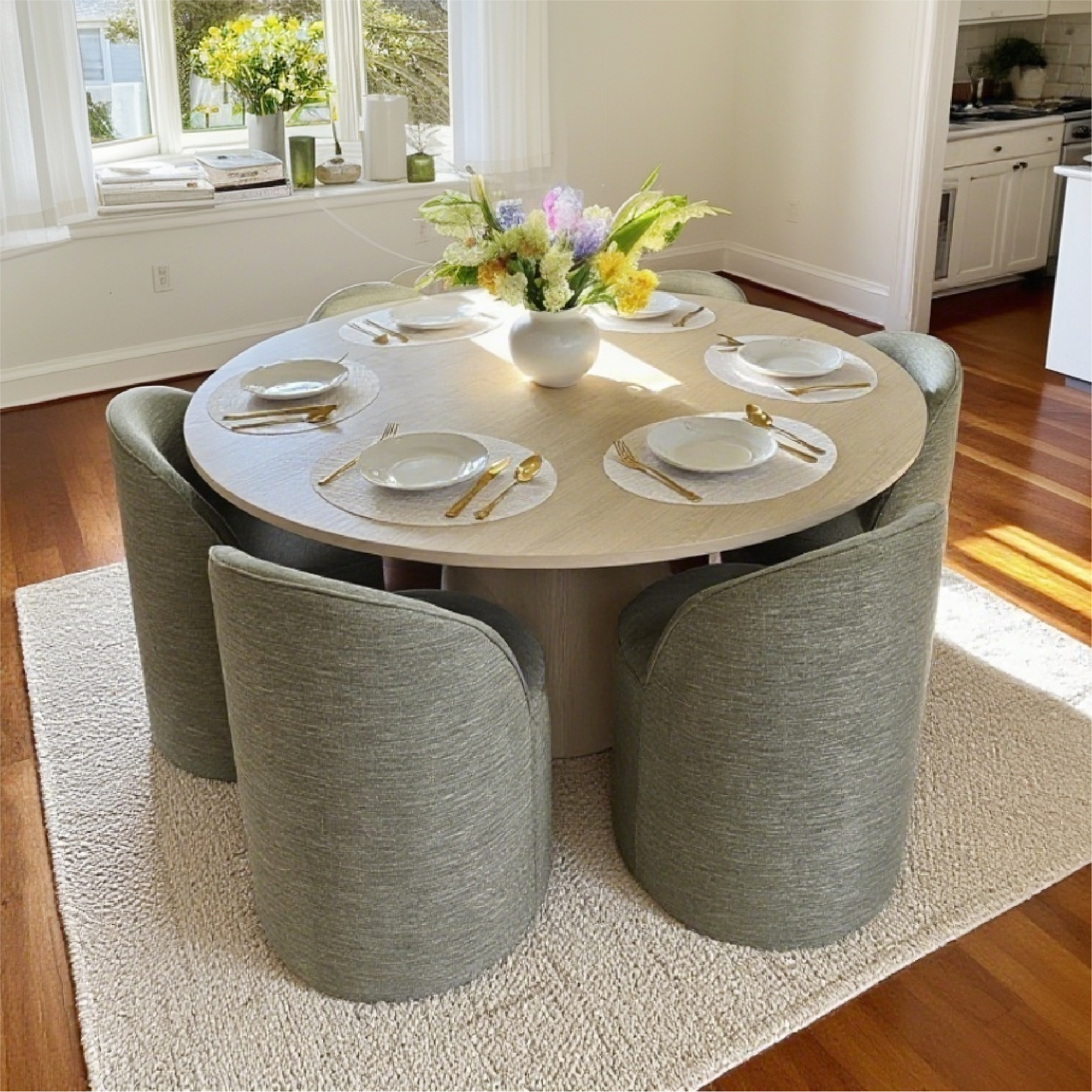 Doris Rolling Upholstered Dining Chair With Castors (Set of 6)