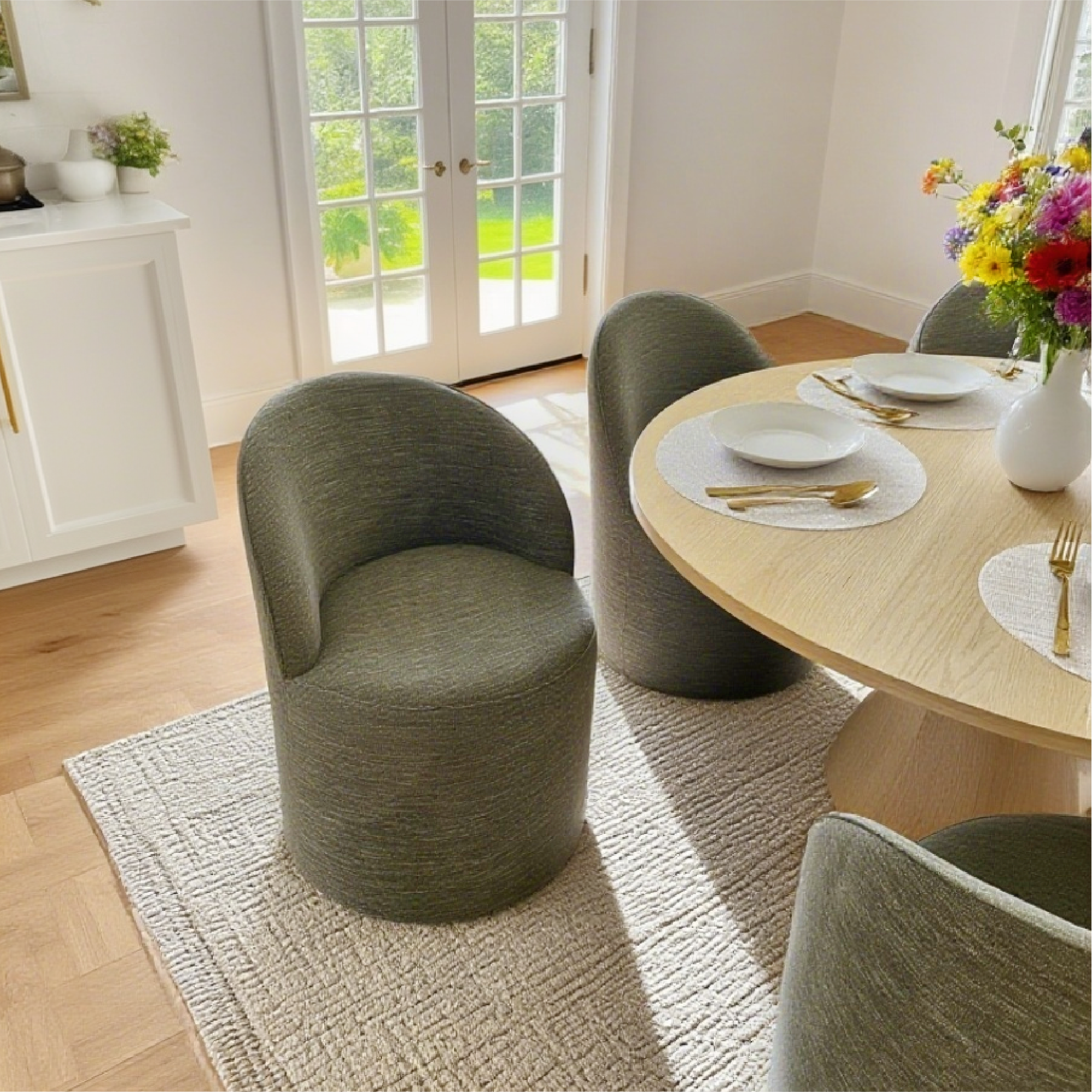 Orchid & Doris 60" Round Natural Dining Table Set for 6 (7-Piece)