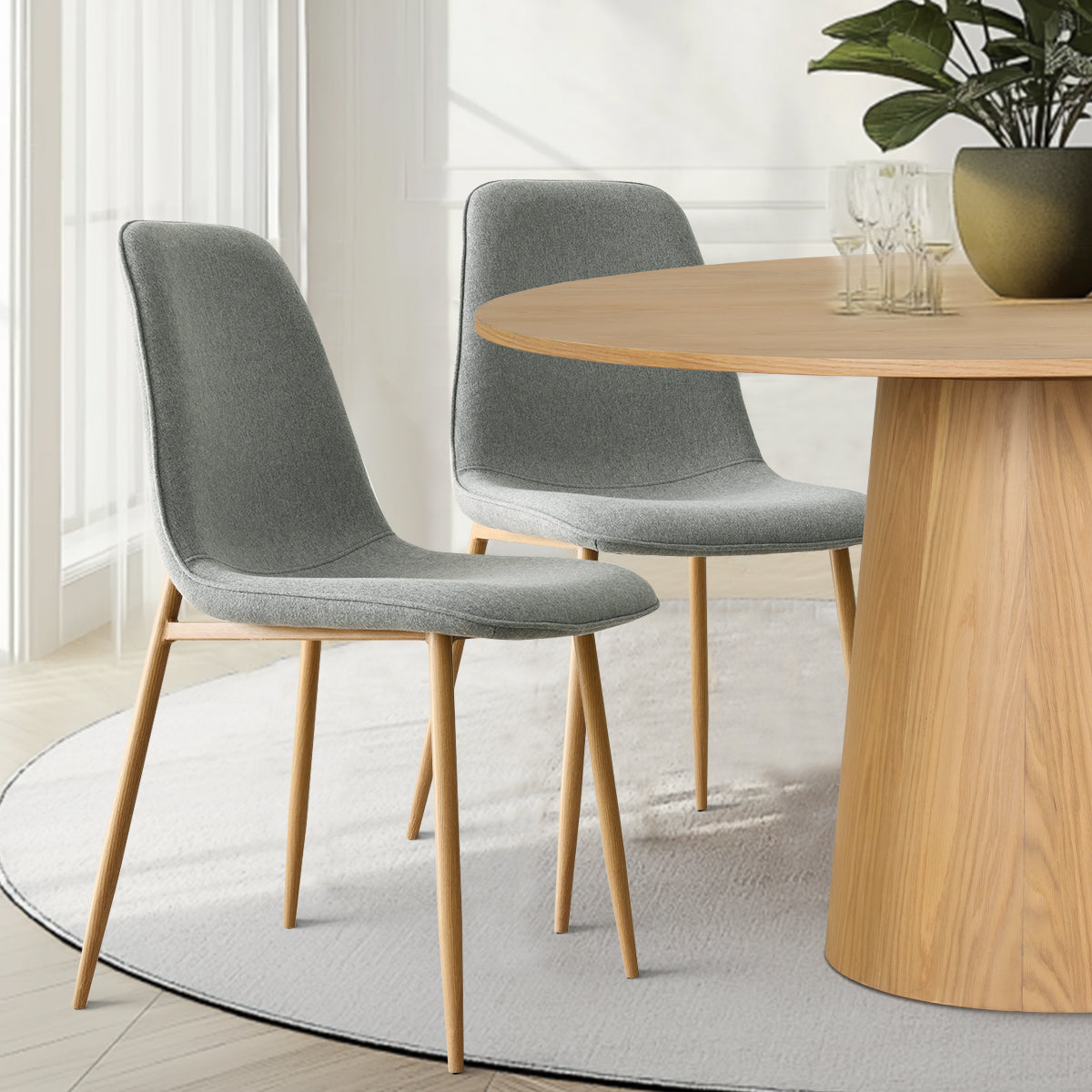 Orchid & Oslo 60" Solid Oak Round Dining Table Set for 8 (9-Piece)