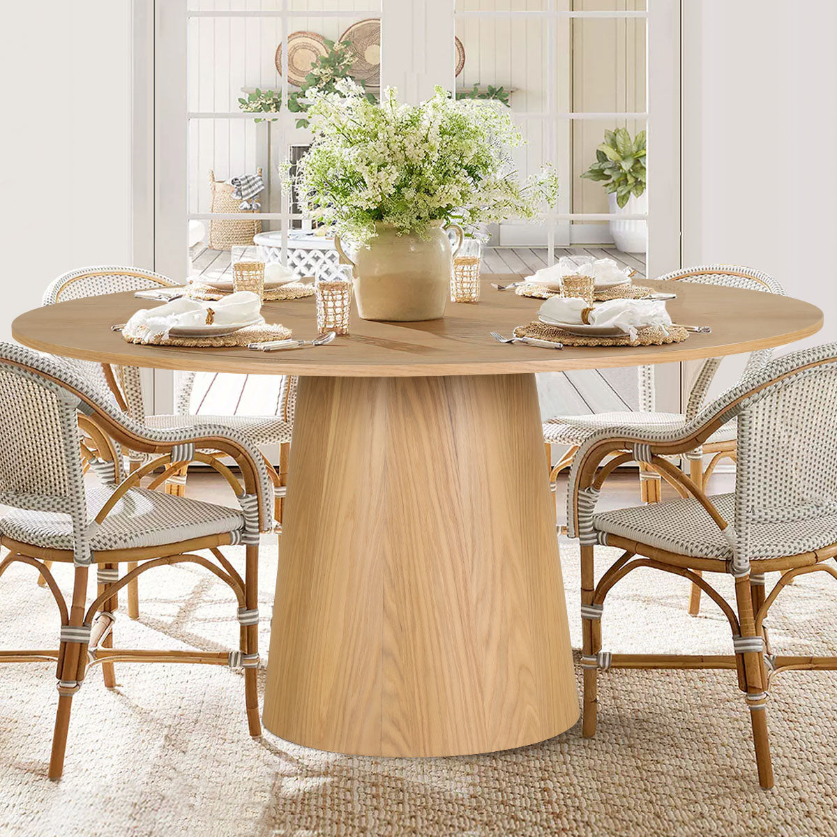 Orchid 60" Oak Round Pedestal Dining Table