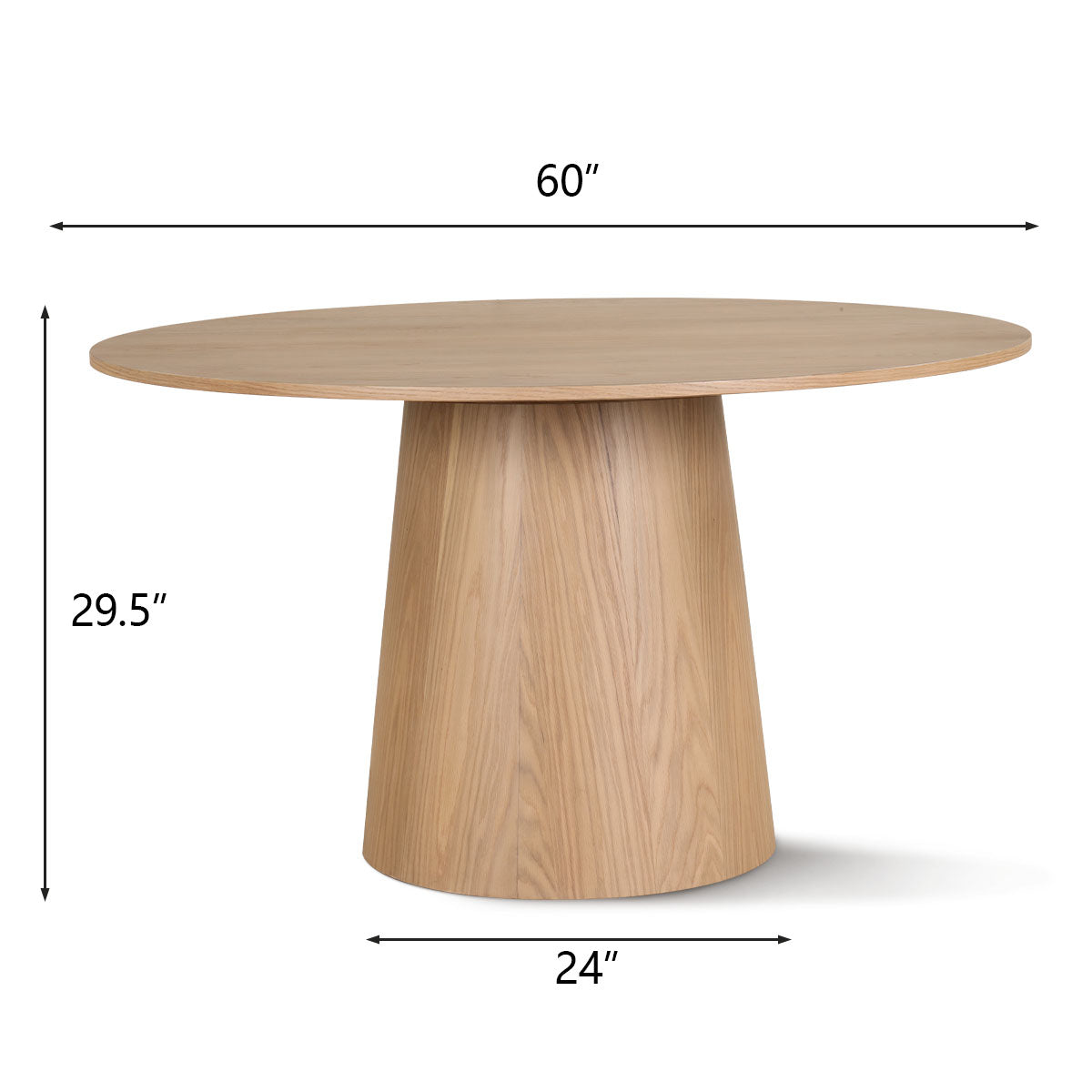 Orchid 60" Oak Round Pedestal Dining Table