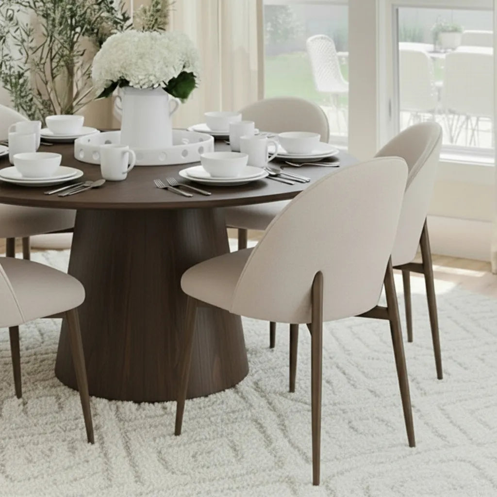 Orchid & Goteborg 60" Round Solid Oak Dining Table Set for 6 (7-Piece)