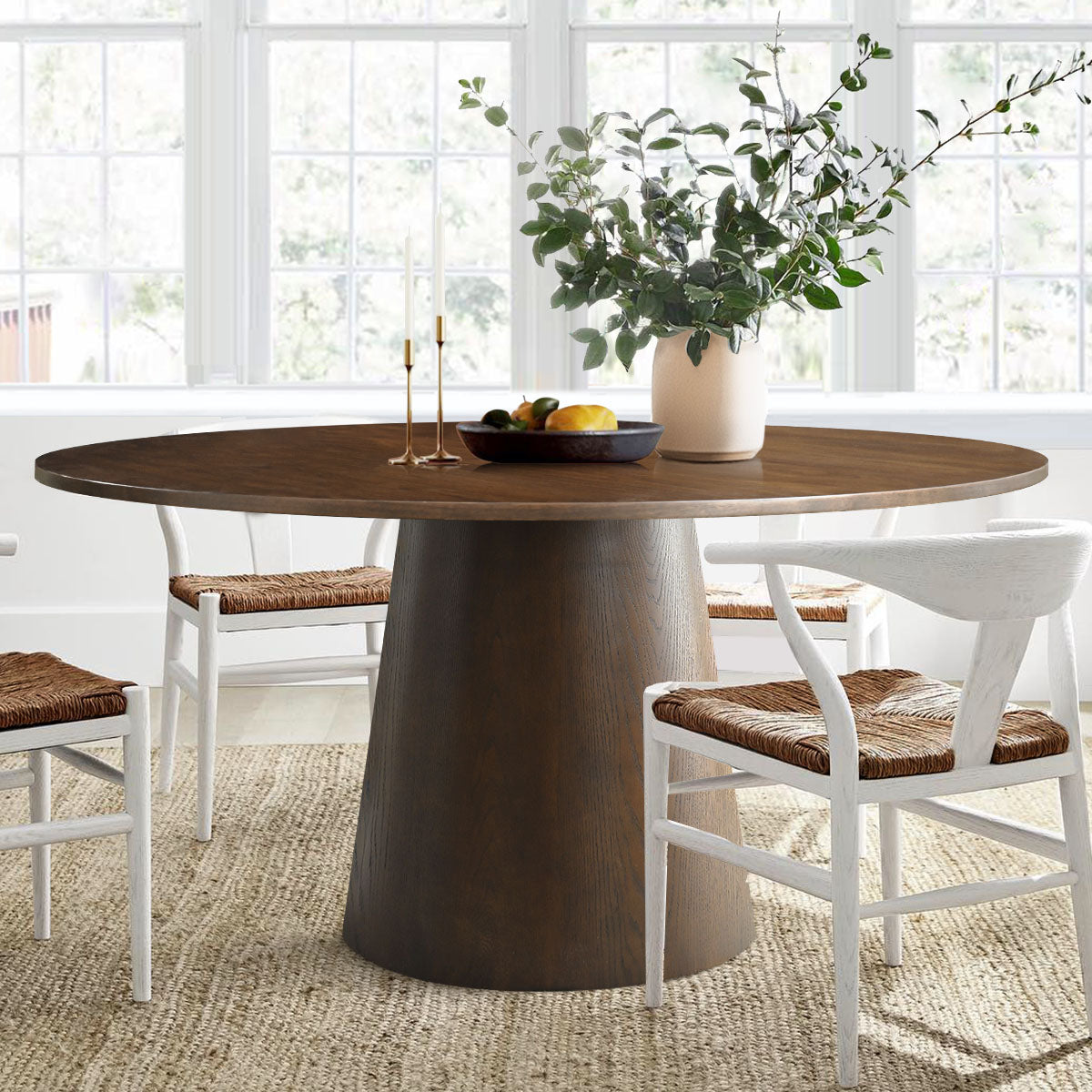 Orchid 60" Oak Round Pedestal Dining Table