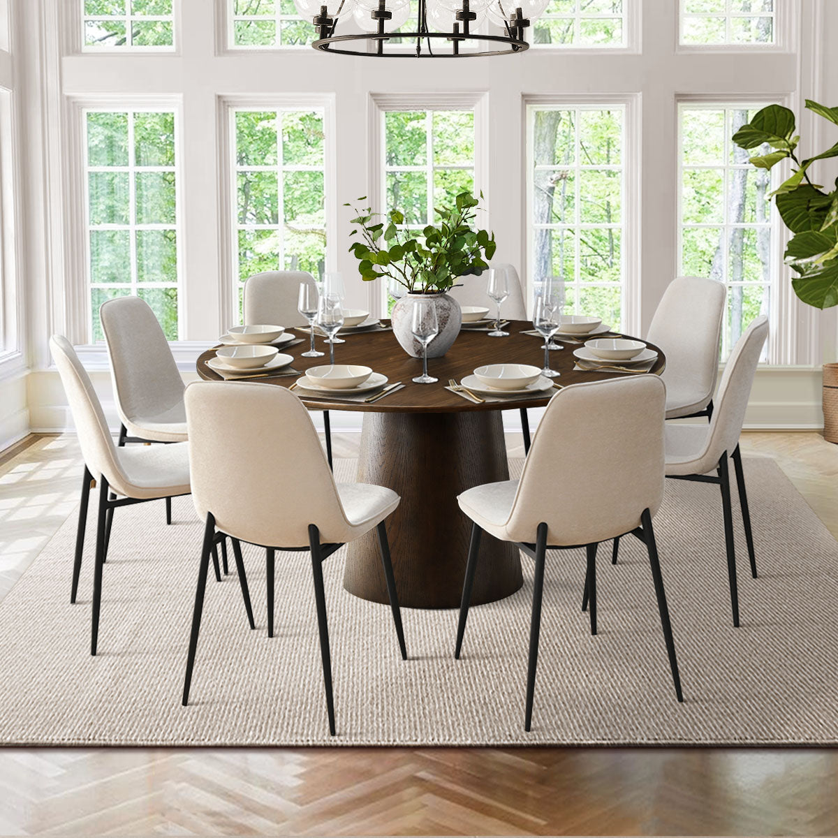 Orchid 60" Oak Round Pedestal Dining Table