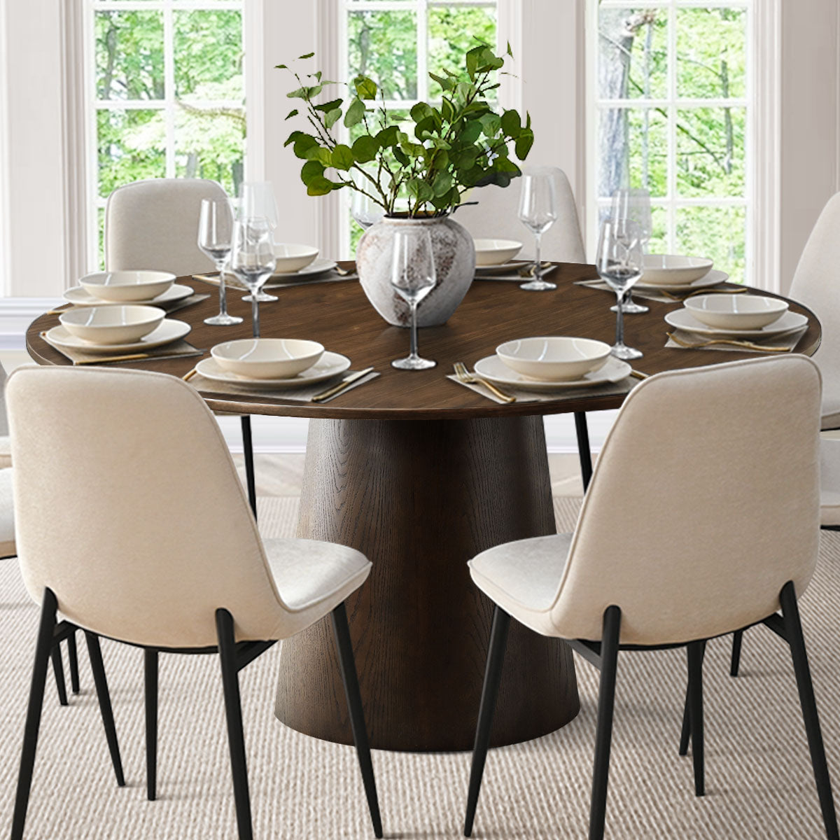 Orchid 60" Oak Round Pedestal Dining Table