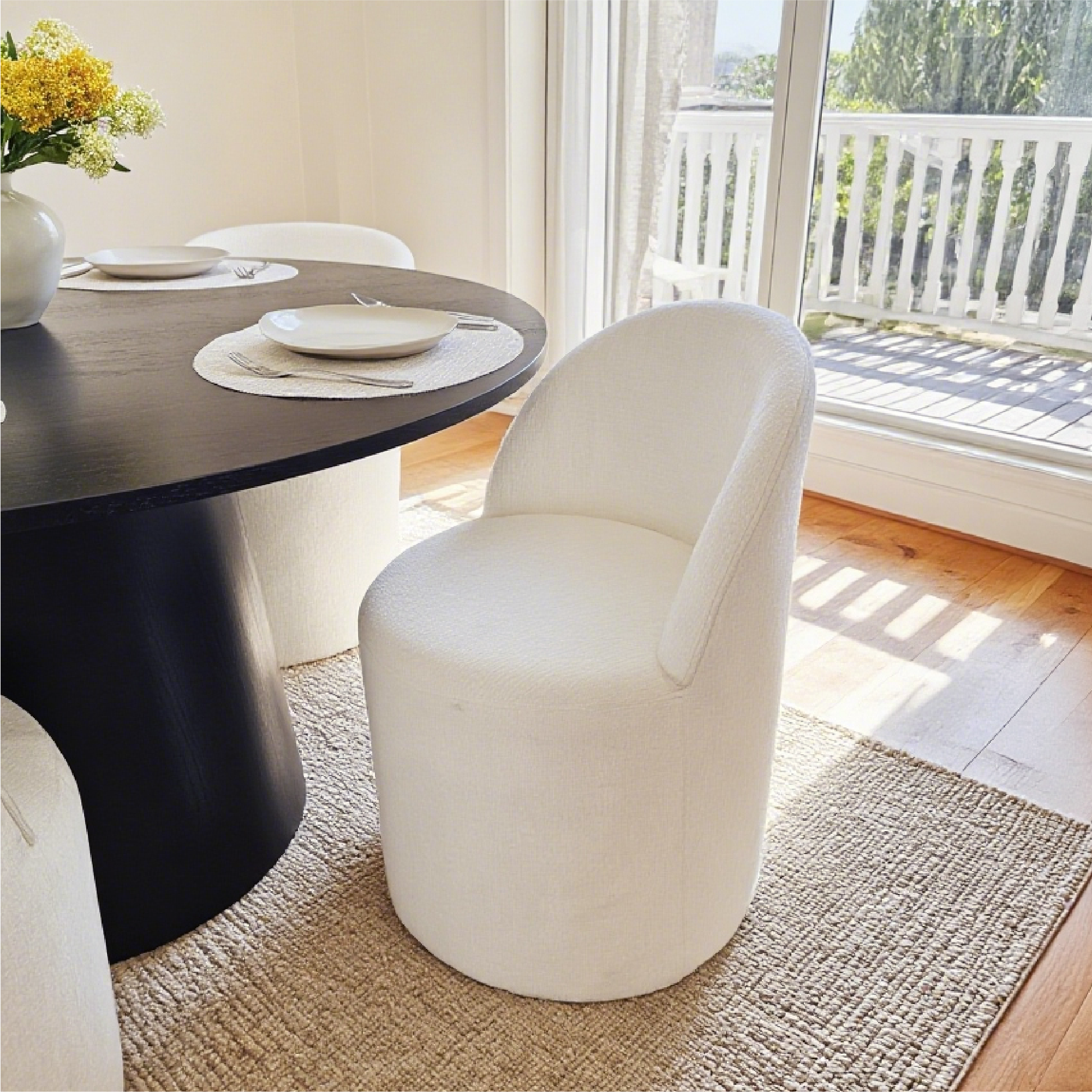 Orchid & Doris 52" Round Black Dining Table Set for 4 (5-Piece)