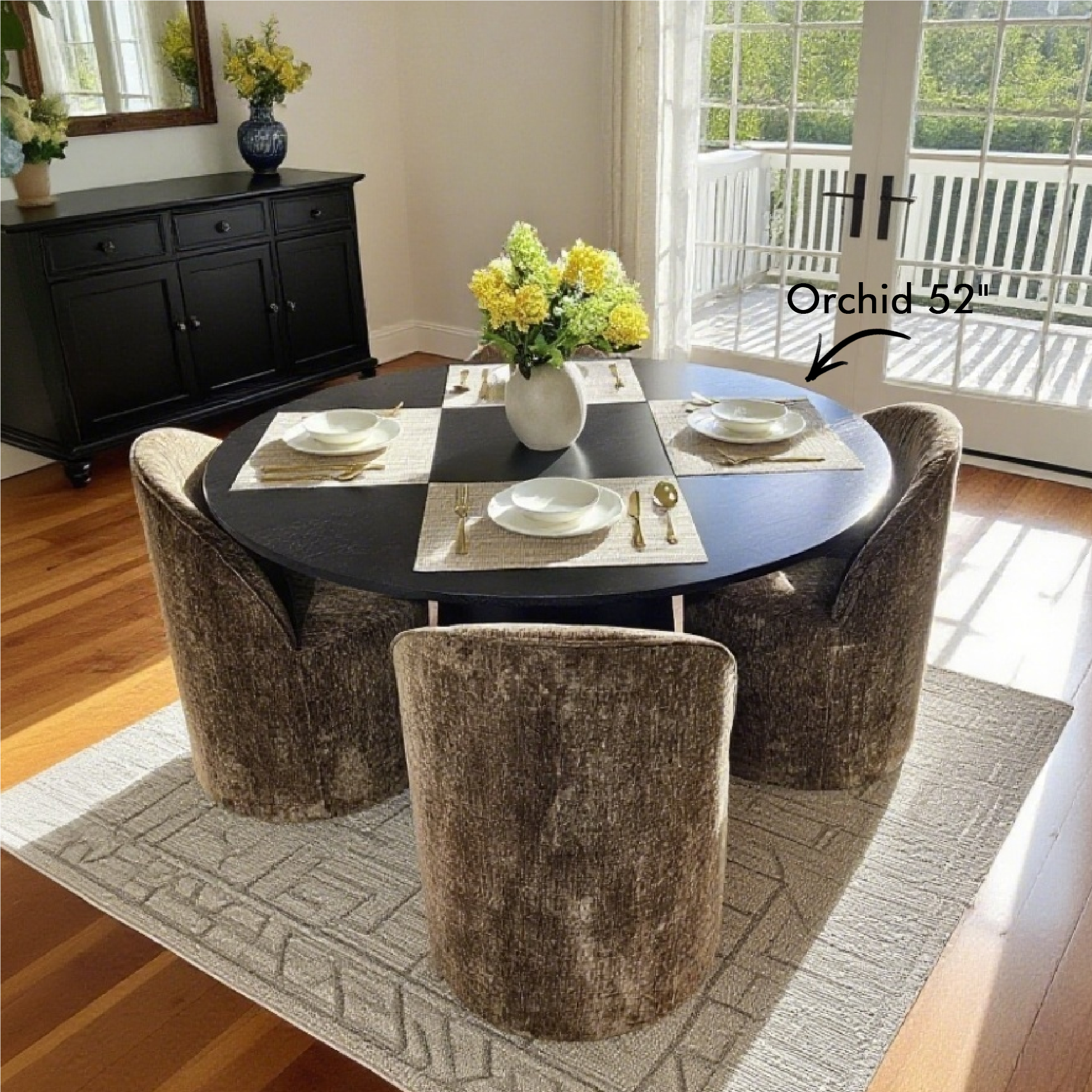 Doris Rolling Upholstered Dining Chair With Castors (1-Piece)