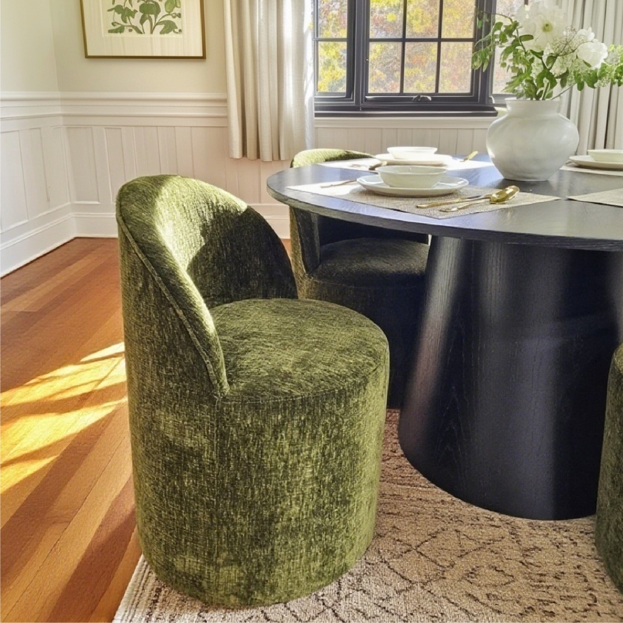 Orchid & Doris 52" Round Black Dining Table Set for 4 (5-Piece)