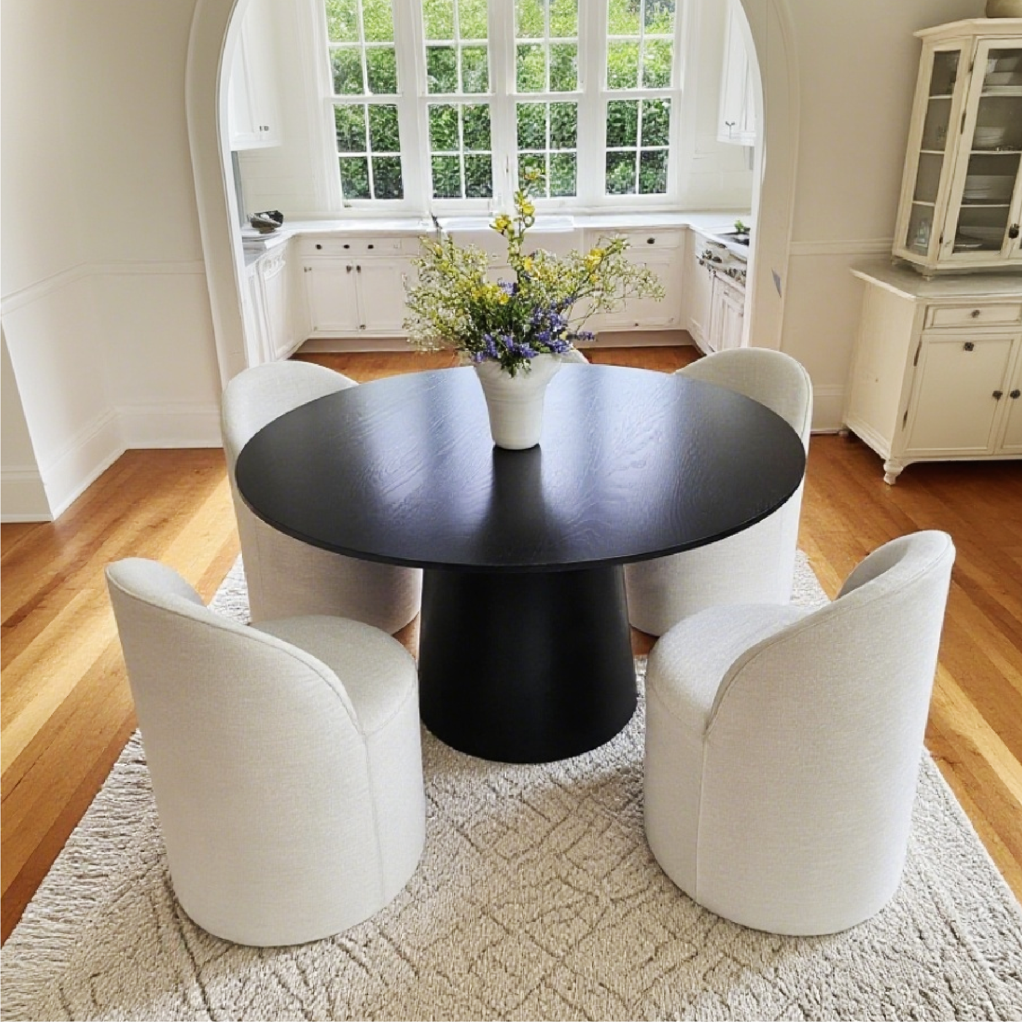 Orchid & Doris 52" Round Black Dining Table Set for 4 (5-Piece)