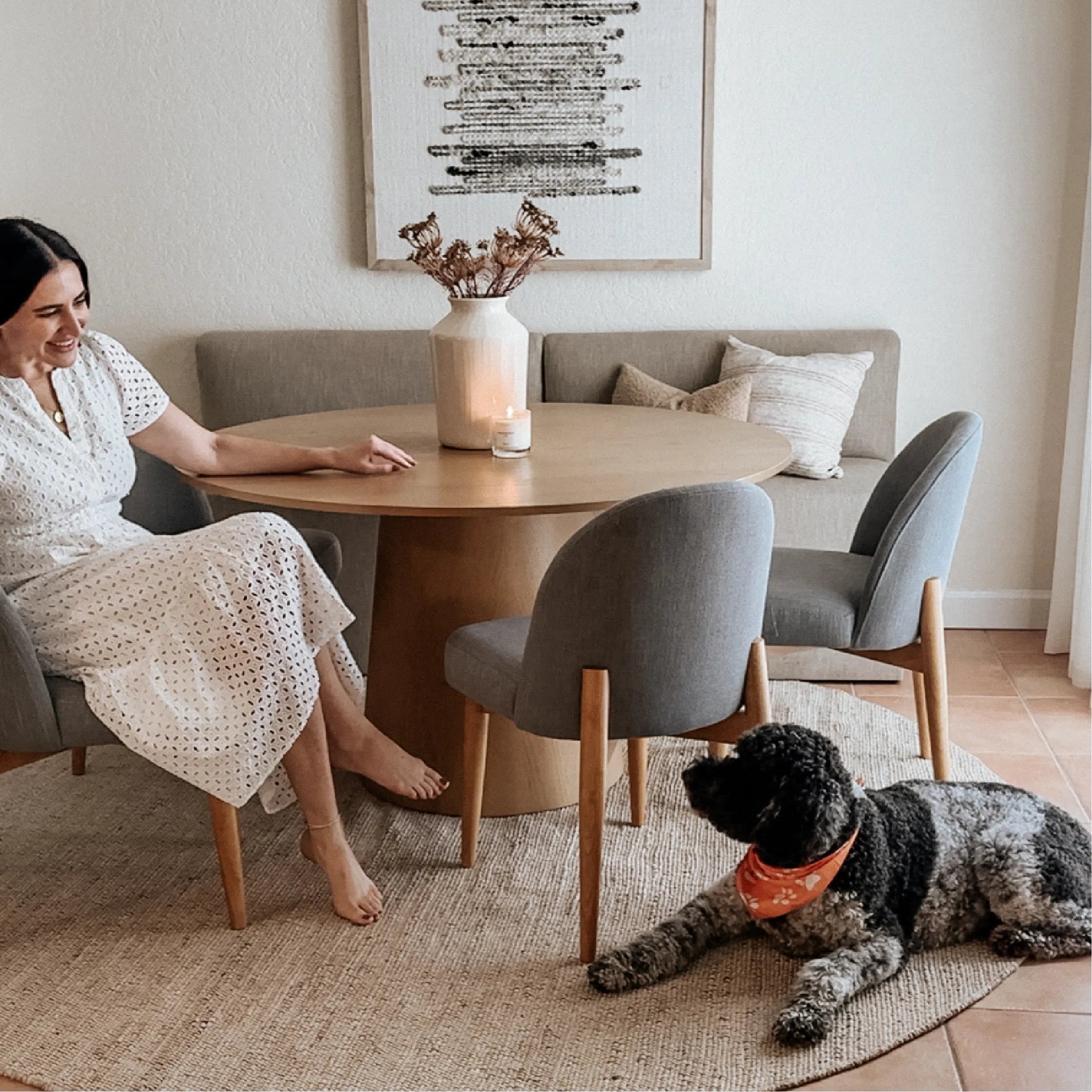 Havana Linen Upholstered Dining Chair with Solid Wood Legs (Set of 2)