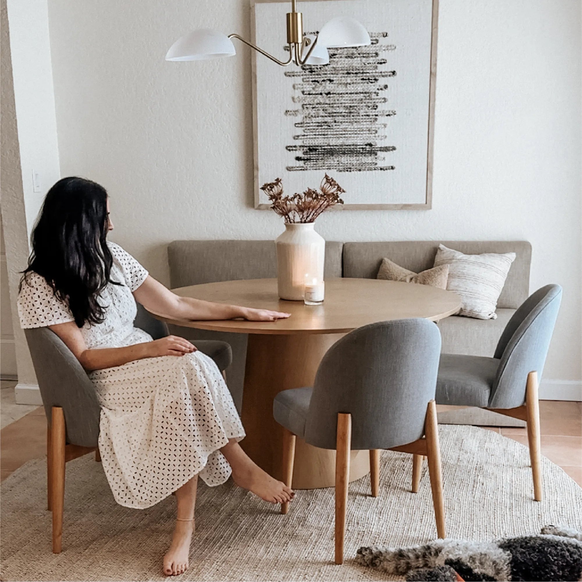 Havana Linen Upholstered Dining Chair with Solid Wood Legs (Set of 2)