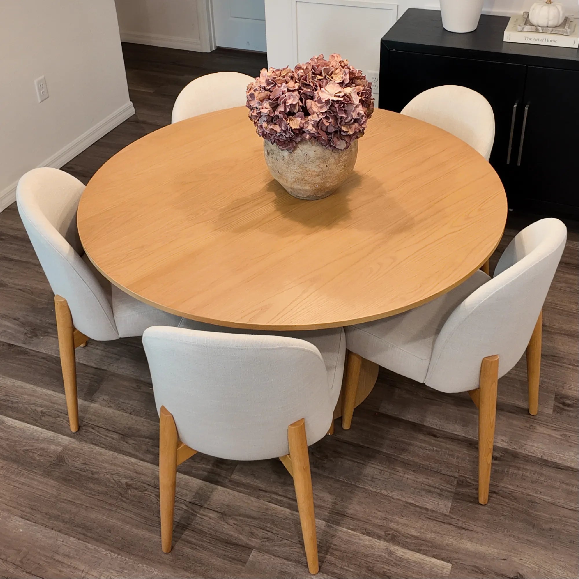 Havana Linen Upholstered Dining Chair with Solid Wood Legs (Set of 2)