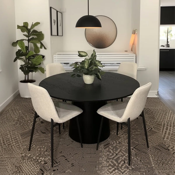 Dwen & Oslo 46" Chenille Round Dining Table Set for 4 (5-Piece)