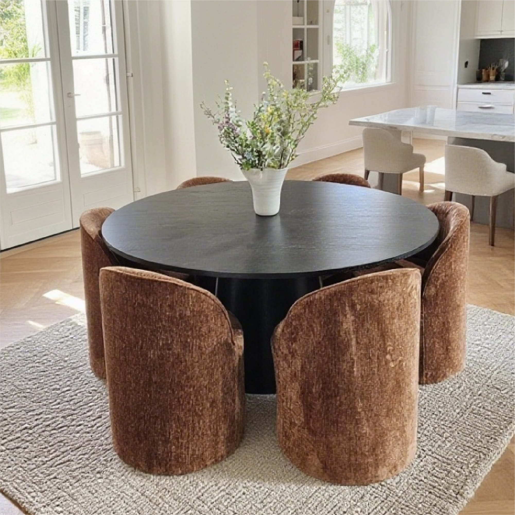 Doris Rolling Upholstered Dining Chair With Castors (Set of 6)