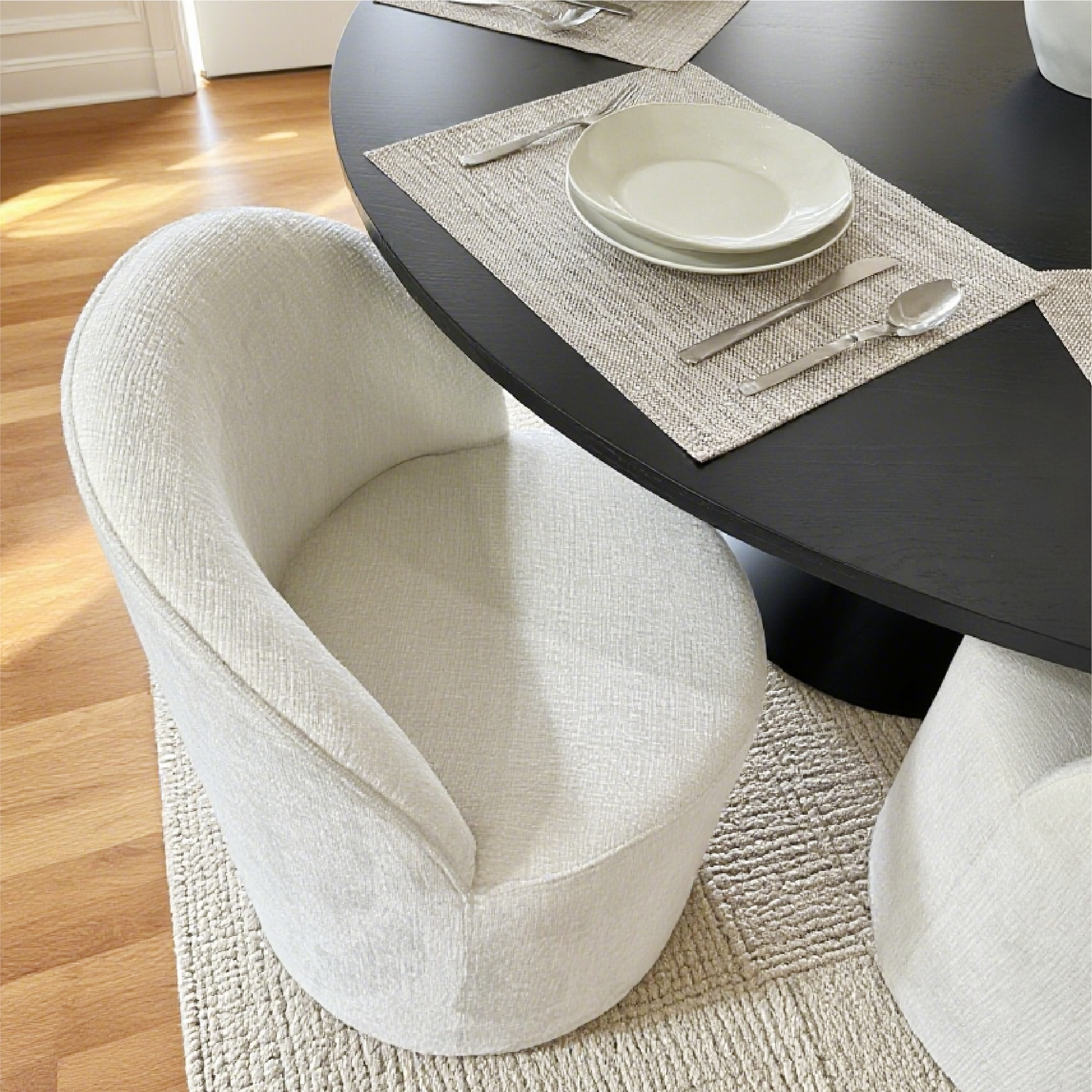Orchid & Doris 60" Round Black Dining Table Set for 6 (7-Piece)