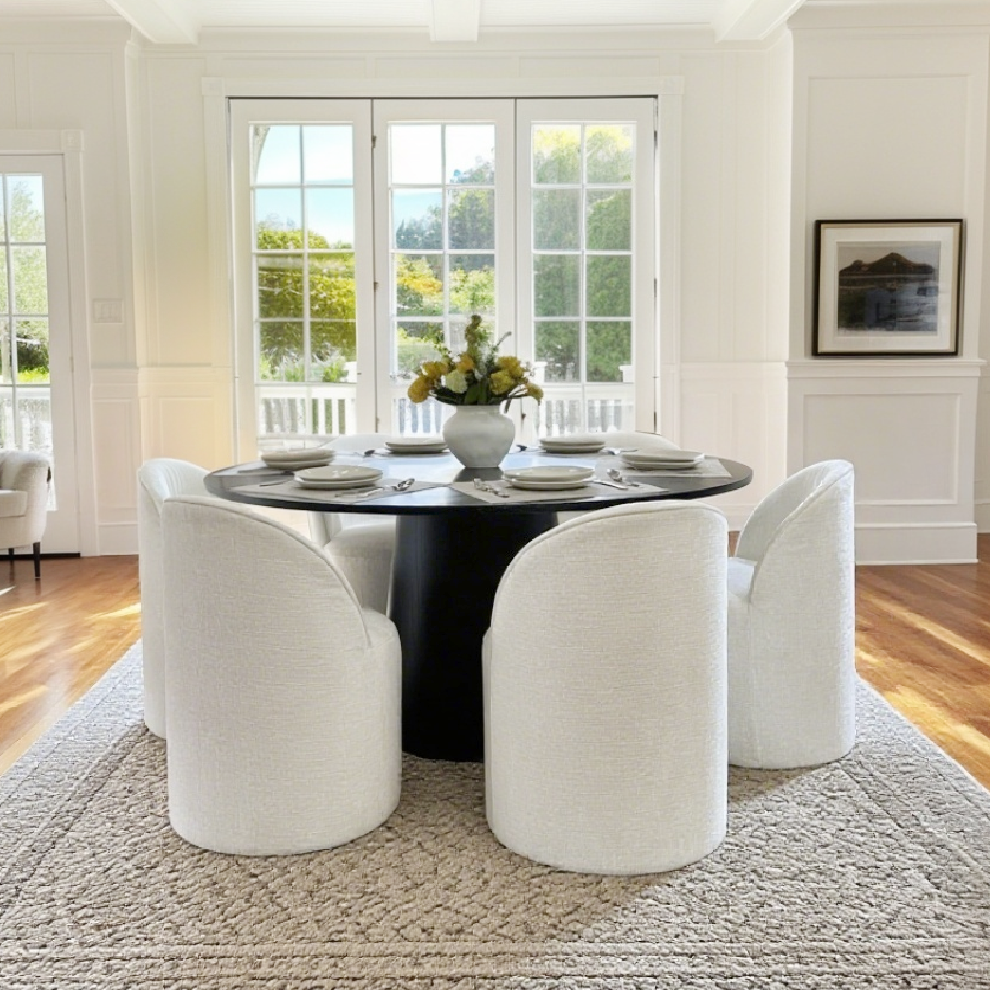 Doris Rolling Upholstered Dining Chair With Castors (Set of 6)