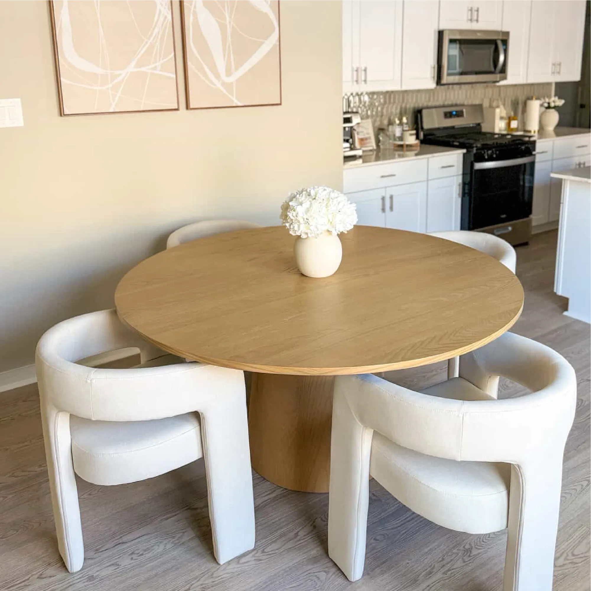 Orchid 60" Oak Round Pedestal Dining Table