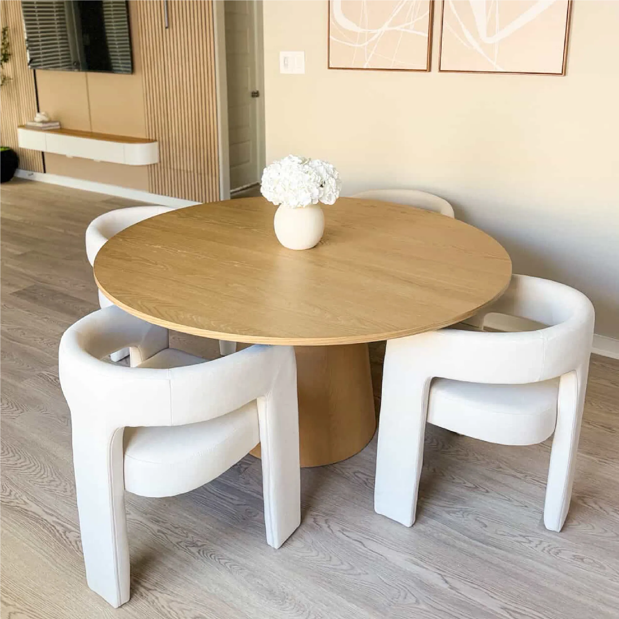 Orchid 60" Oak Round Pedestal Dining Table