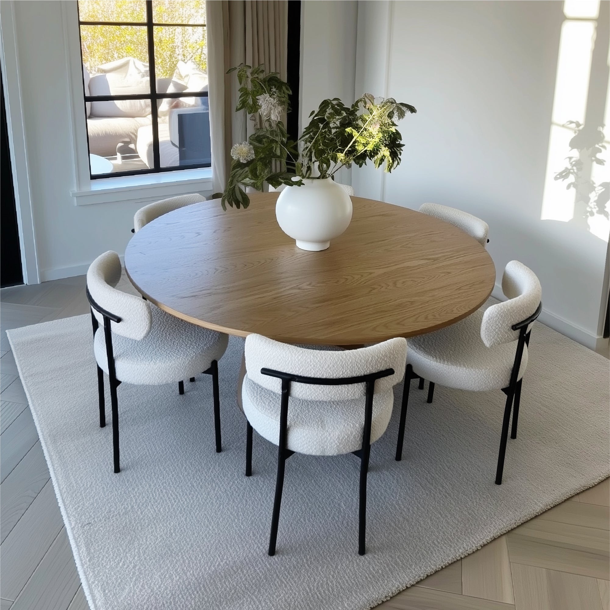 Orchid 60" Oak Round Pedestal Dining Table